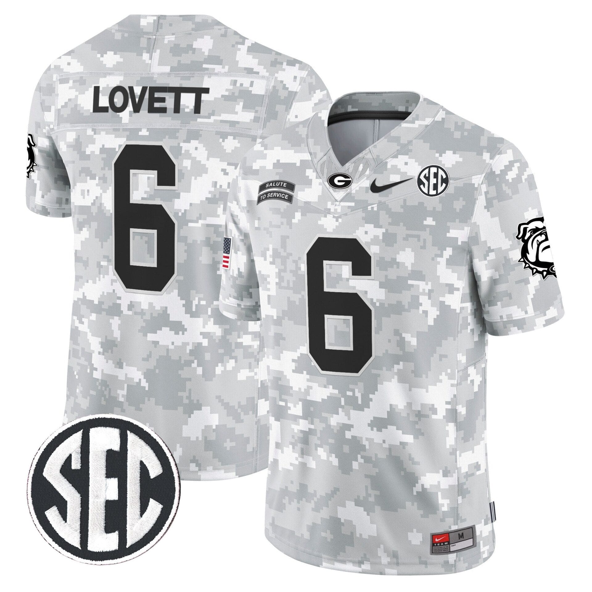 Georgia Bulldogs 2024 Salute to Service Vapor Limited Jersey - Arctic Camo - All Stitched - Image 7