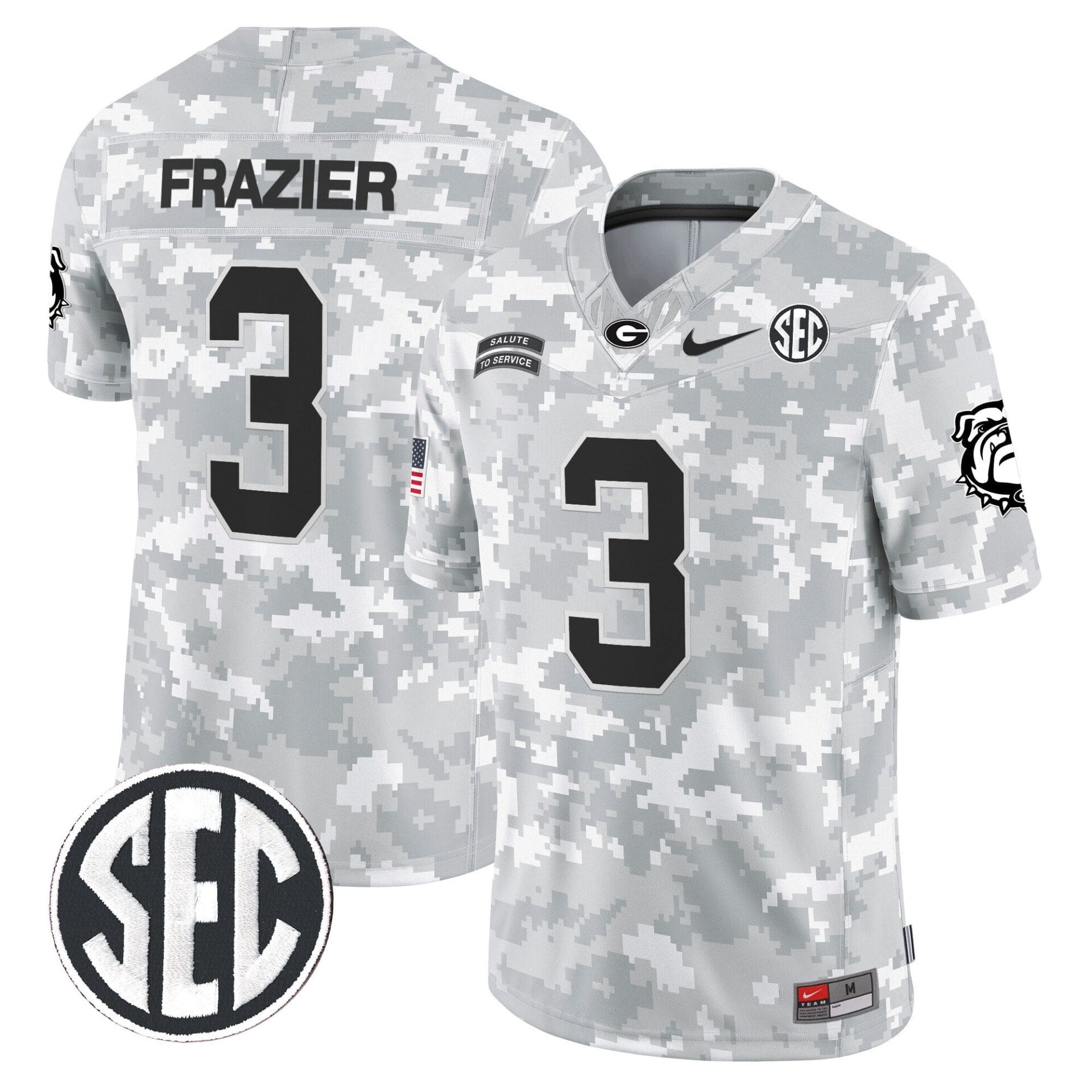 Georgia Bulldogs 2024 Salute to Service Vapor Limited Jersey - Arctic Camo - All Stitched - Image 2