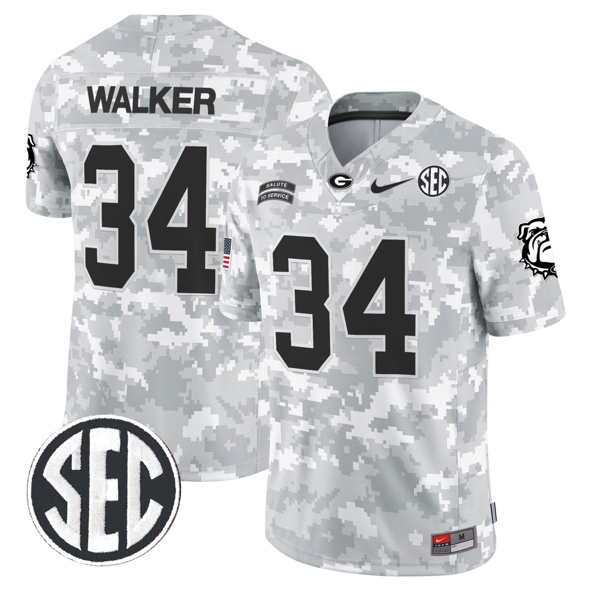 Georgia Bulldogs 2024 Salute to Service Vapor Limited Jersey - Arctic Camo - All Stitched - Image 4