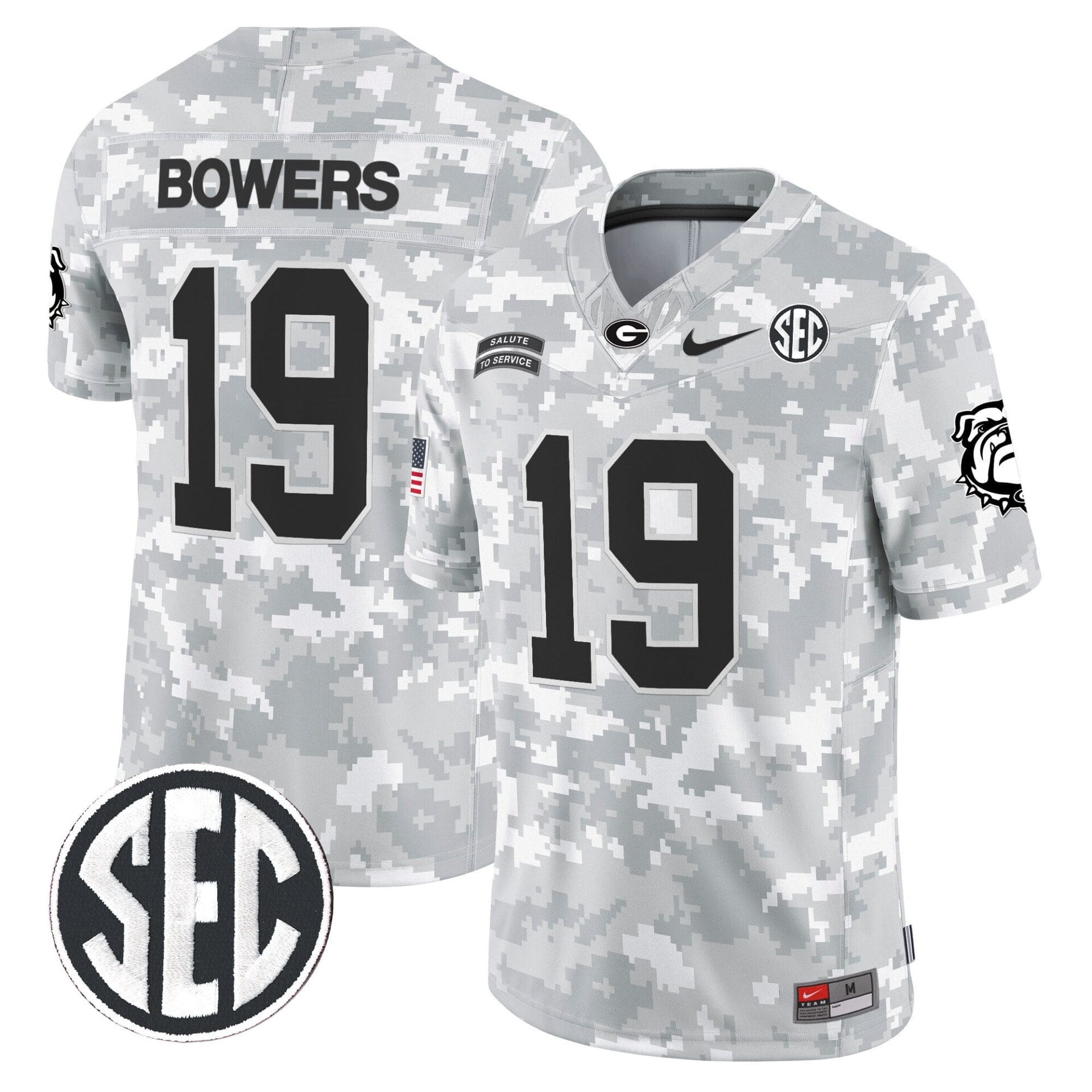 Georgia Bulldogs 2024 Salute to Service Vapor Limited Jersey - Arctic Camo - All Stitched - Image 5