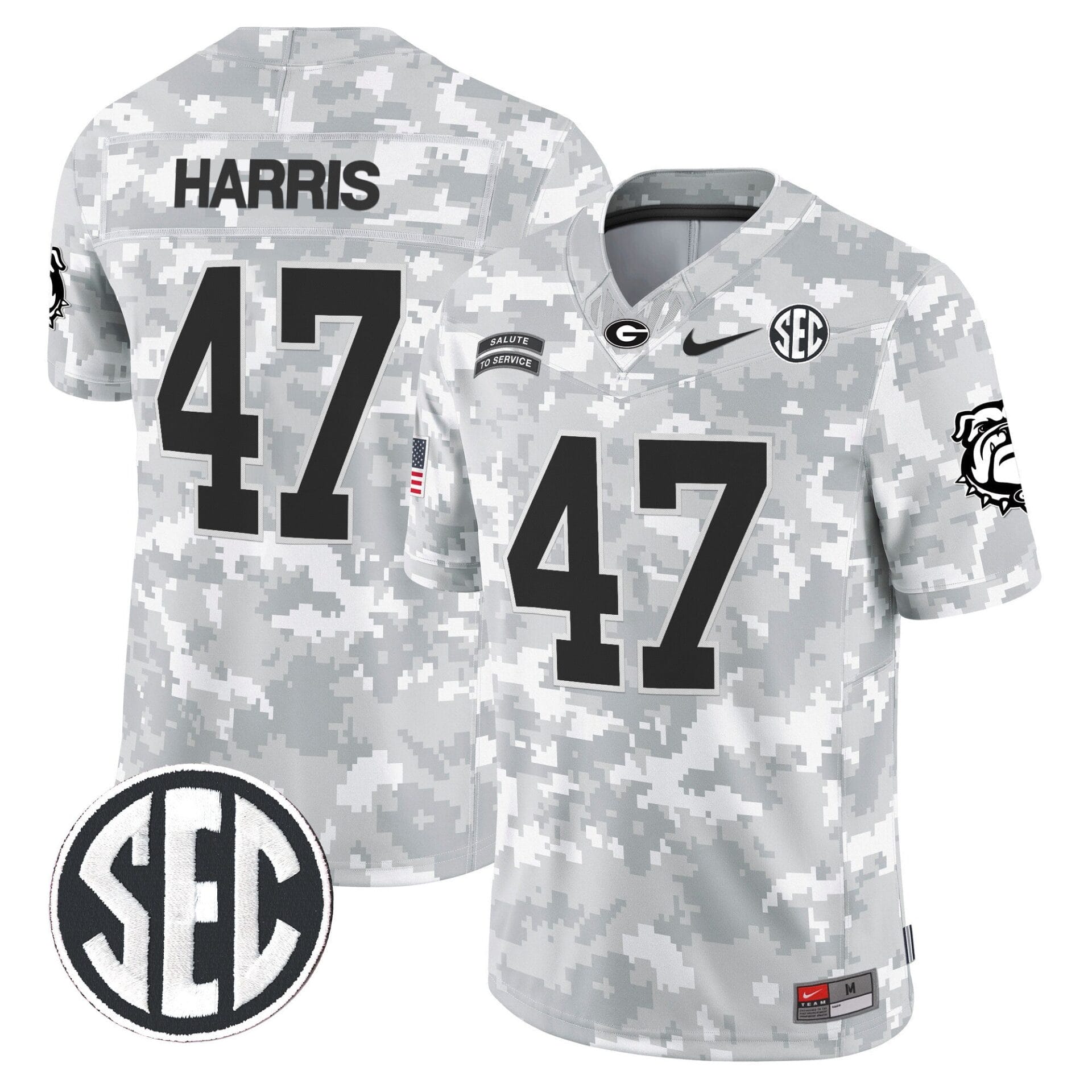 Georgia Bulldogs 2024 Salute to Service Vapor Limited Jersey - Arctic Camo - All Stitched - Image 10
