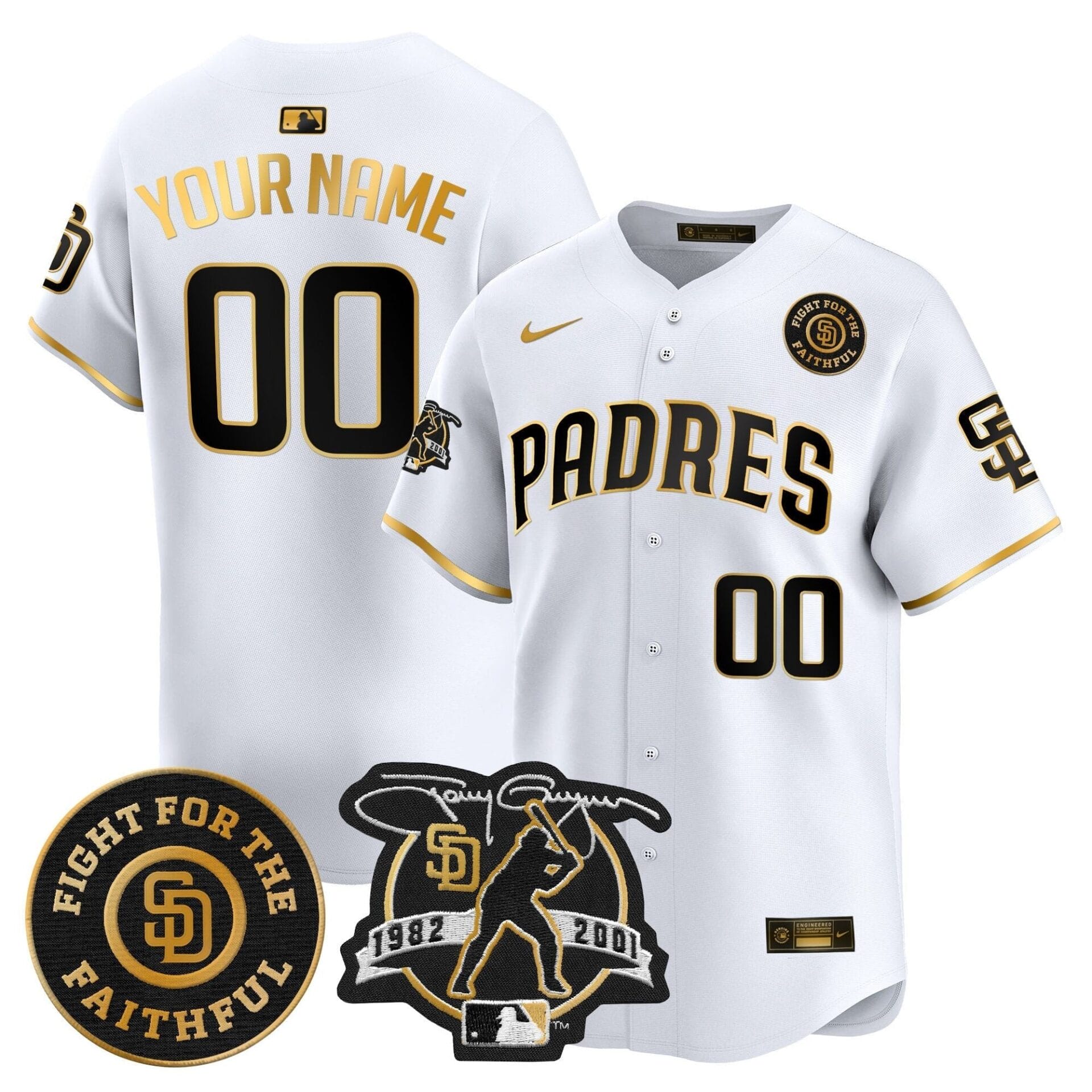 Padres Tony Gwynn & Faithful Patch Vapor Premier Limited Custom Jersey – All Stitched - Image 2