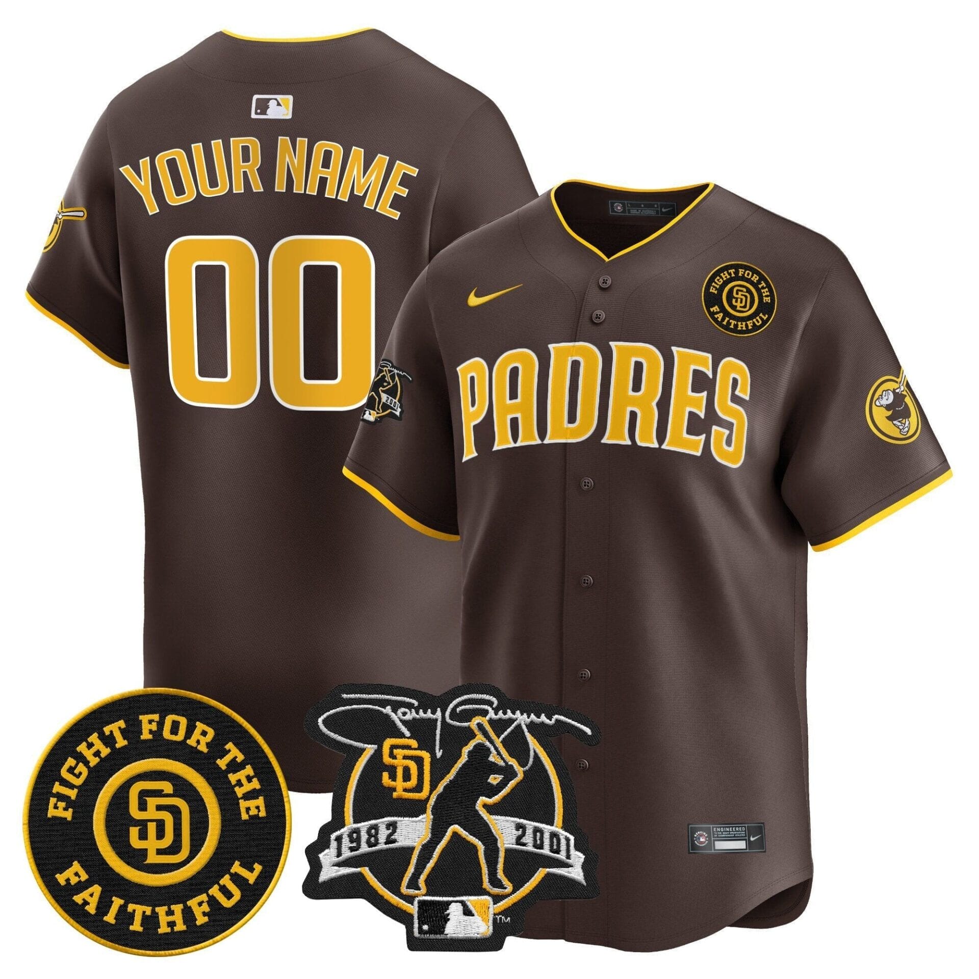 Padres Tony Gwynn & Faithful Patch Vapor Premier Limited Custom Jersey – All Stitched - Image 6