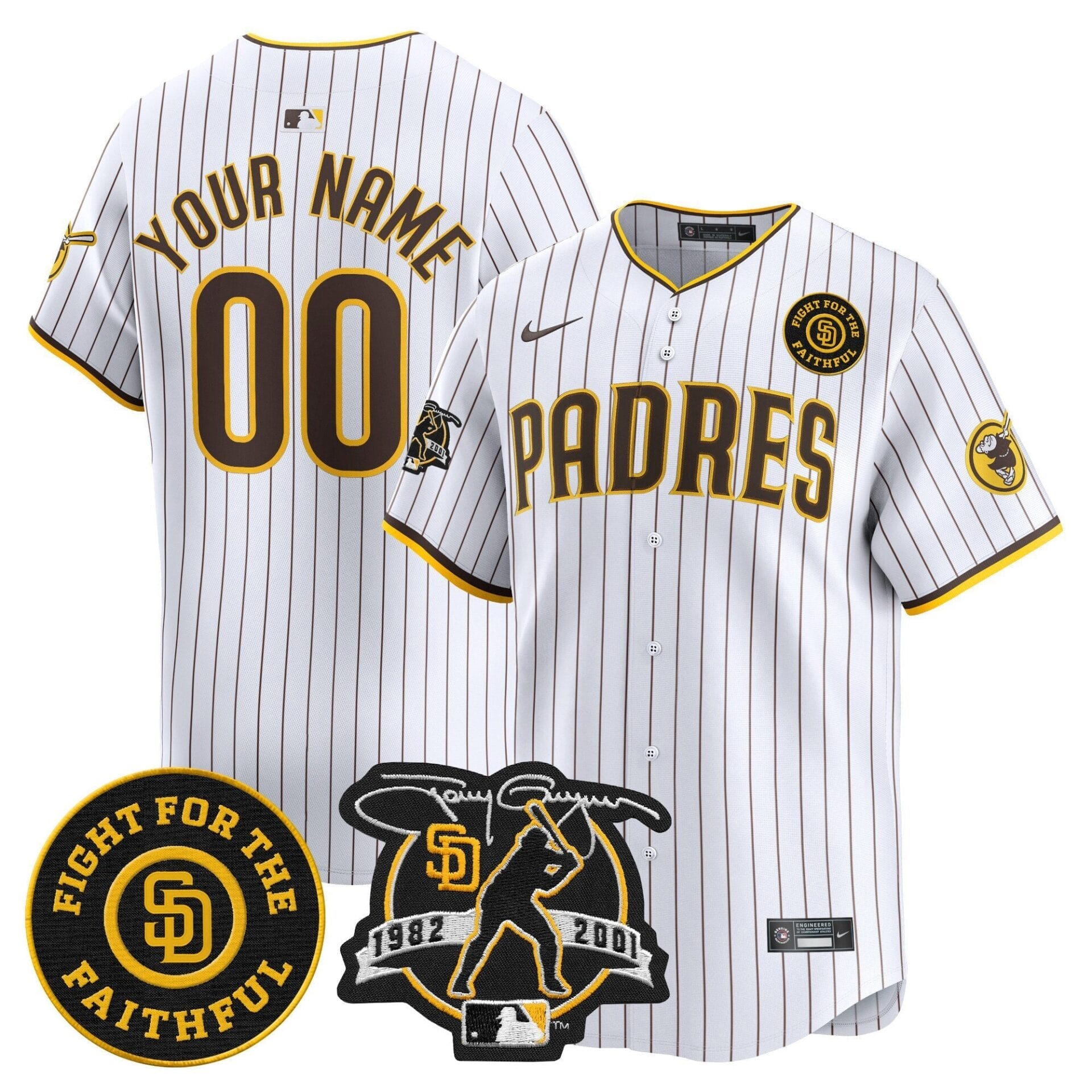 Padres Tony Gwynn & Faithful Patch Vapor Premier Limited Custom Jersey – All Stitched - Image 3