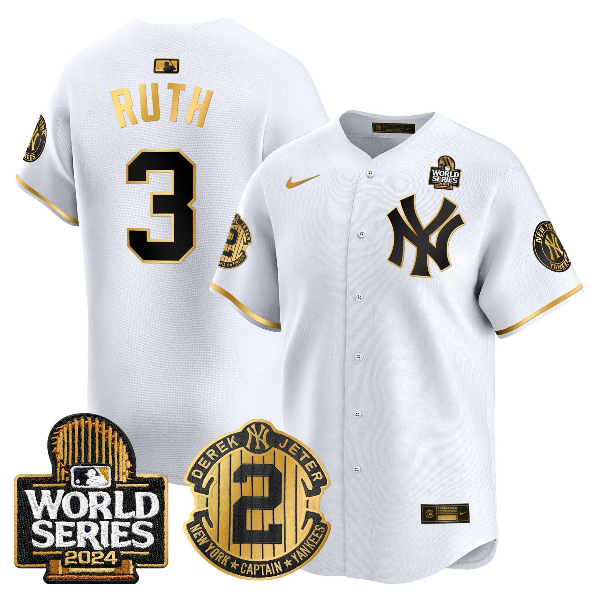 Yankees Derek Jeter Patch 2024 World Series Vapor Premier Limited Jersey - All Stitched - Image 11
