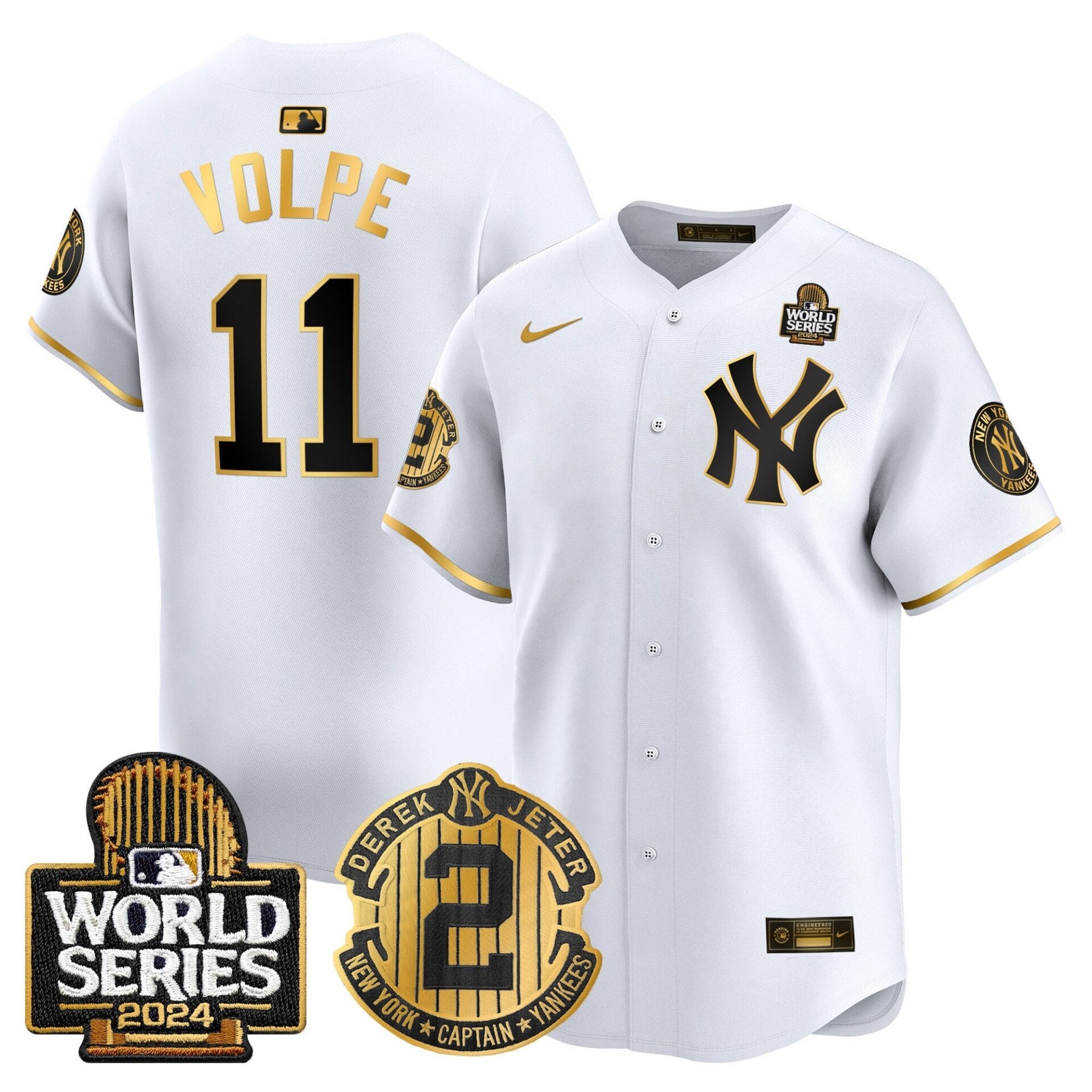 Yankees Derek Jeter Patch 2024 World Series Vapor Premier Limited Jersey - All Stitched - Image 10