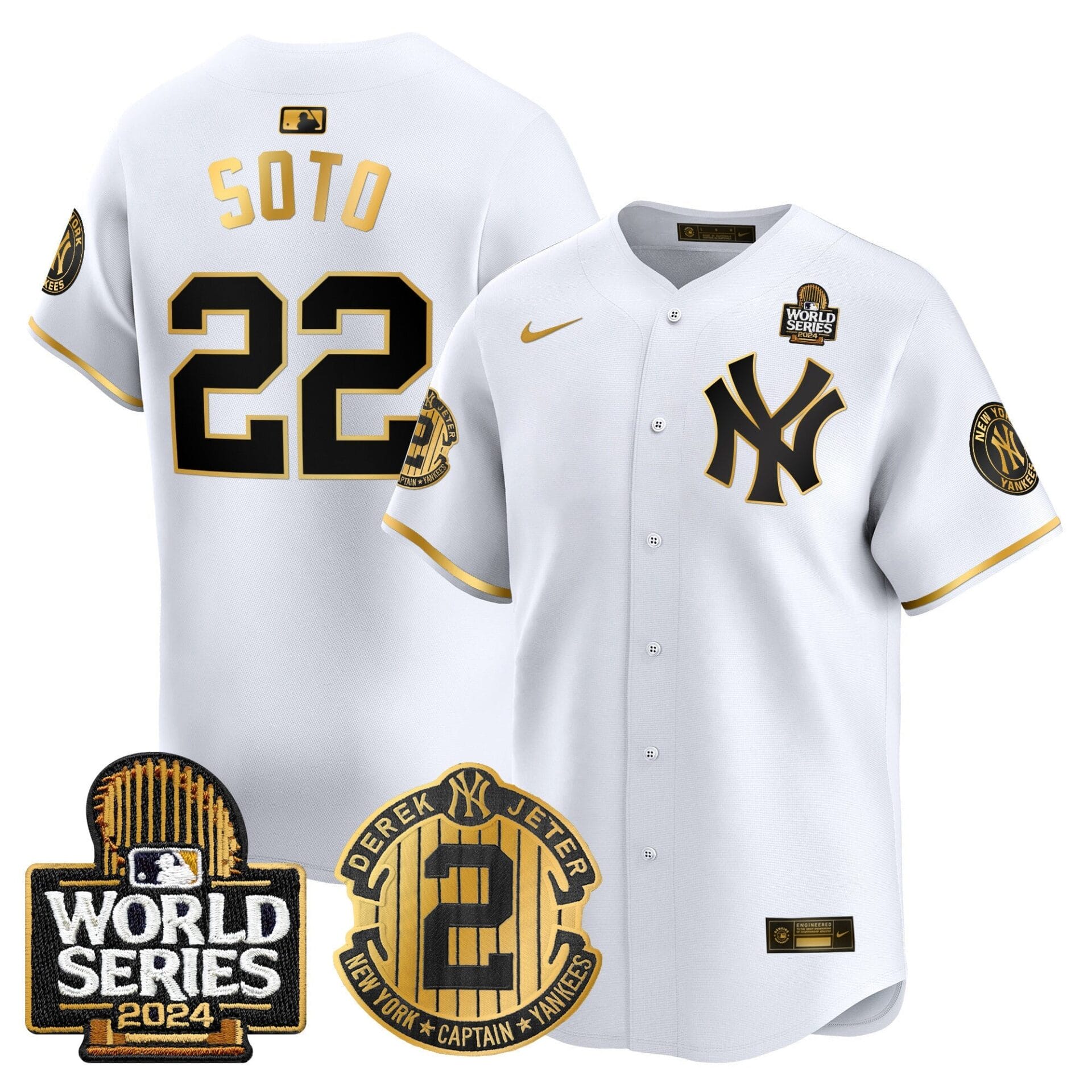 Yankees Derek Jeter Patch 2024 World Series Vapor Premier Limited Jersey - All Stitched - Image 14