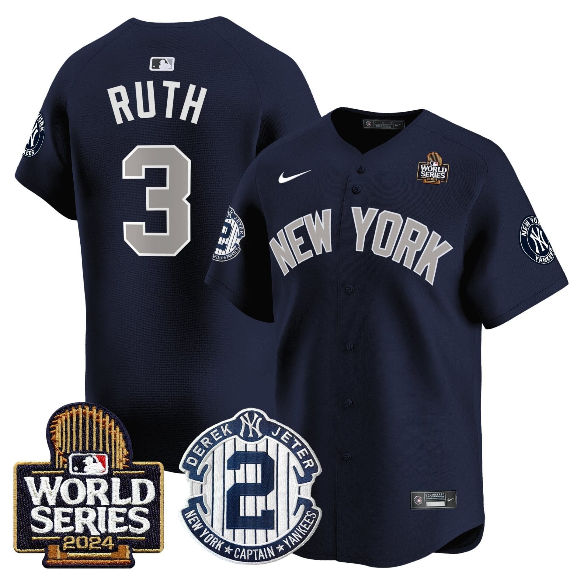 Yankees Derek Jeter Patch 2024 World Series Vapor Premier Limited Jersey - All Stitched - Image 35