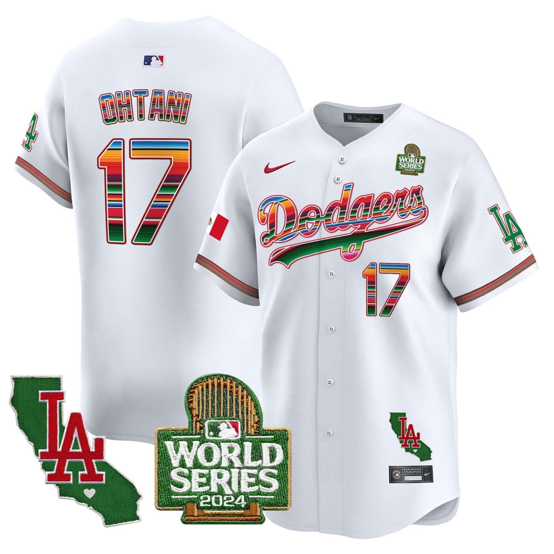 Dodgers Mexico 2024 World Series Vapor Premier Limited Jersey V2 - All Stitched - Image 3