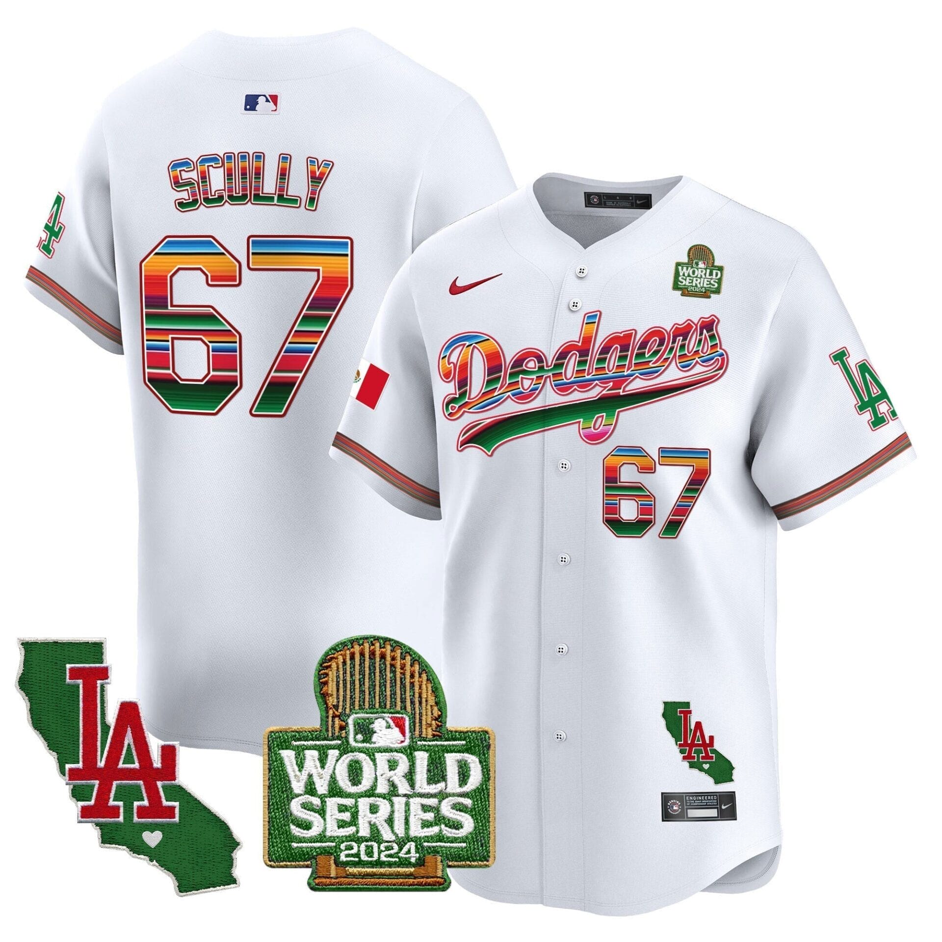 Dodgers Mexico 2024 World Series Vapor Premier Limited Jersey V2 - All Stitched - Image 7