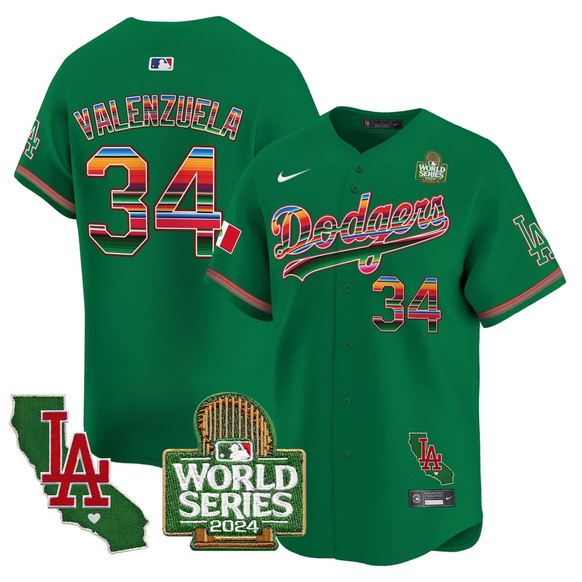 Dodgers Mexico 2024 World Series Vapor Premier Limited Jersey V2 - All Stitched - Image 42