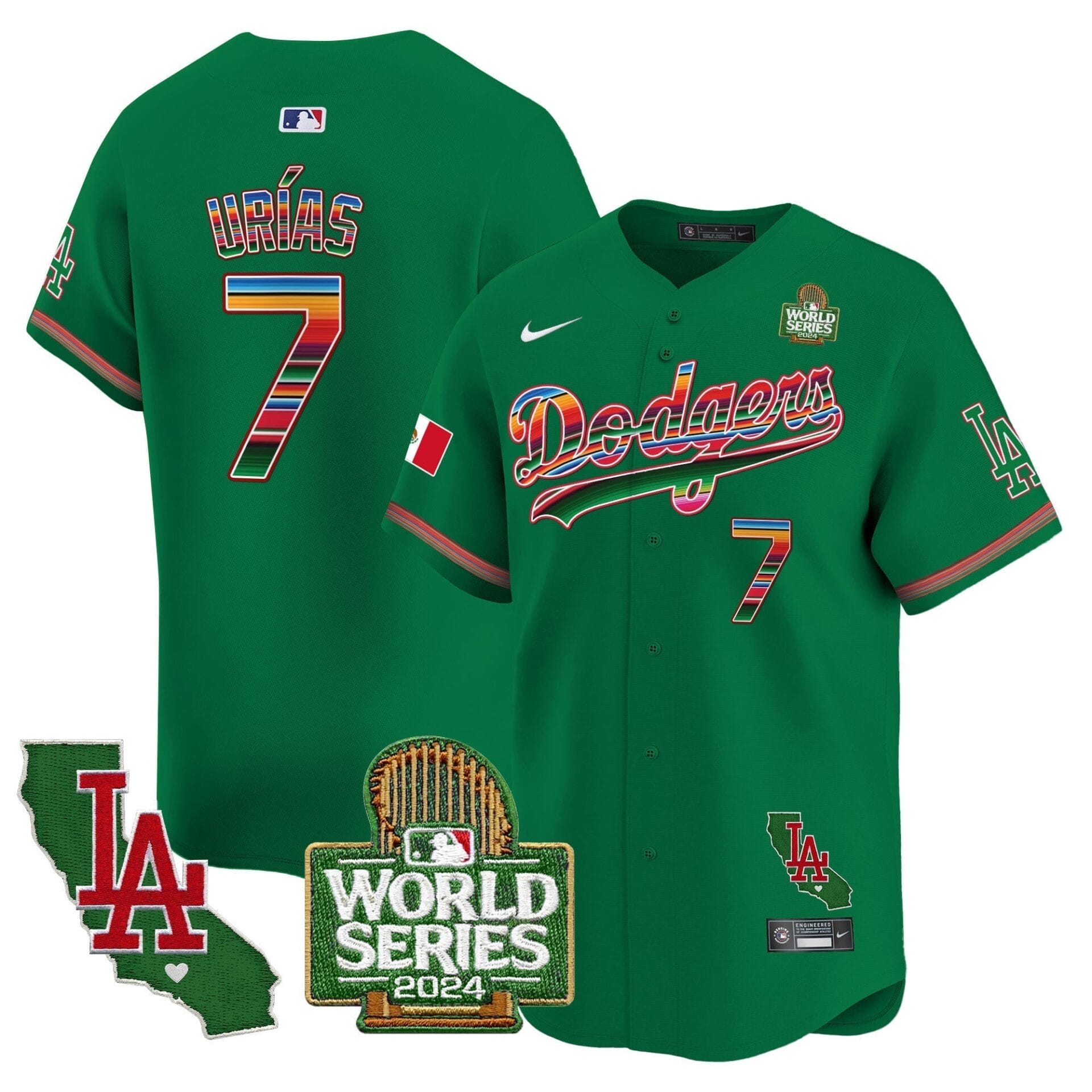 Dodgers Mexico 2024 World Series Vapor Premier Limited Jersey V2 - All Stitched - Image 49