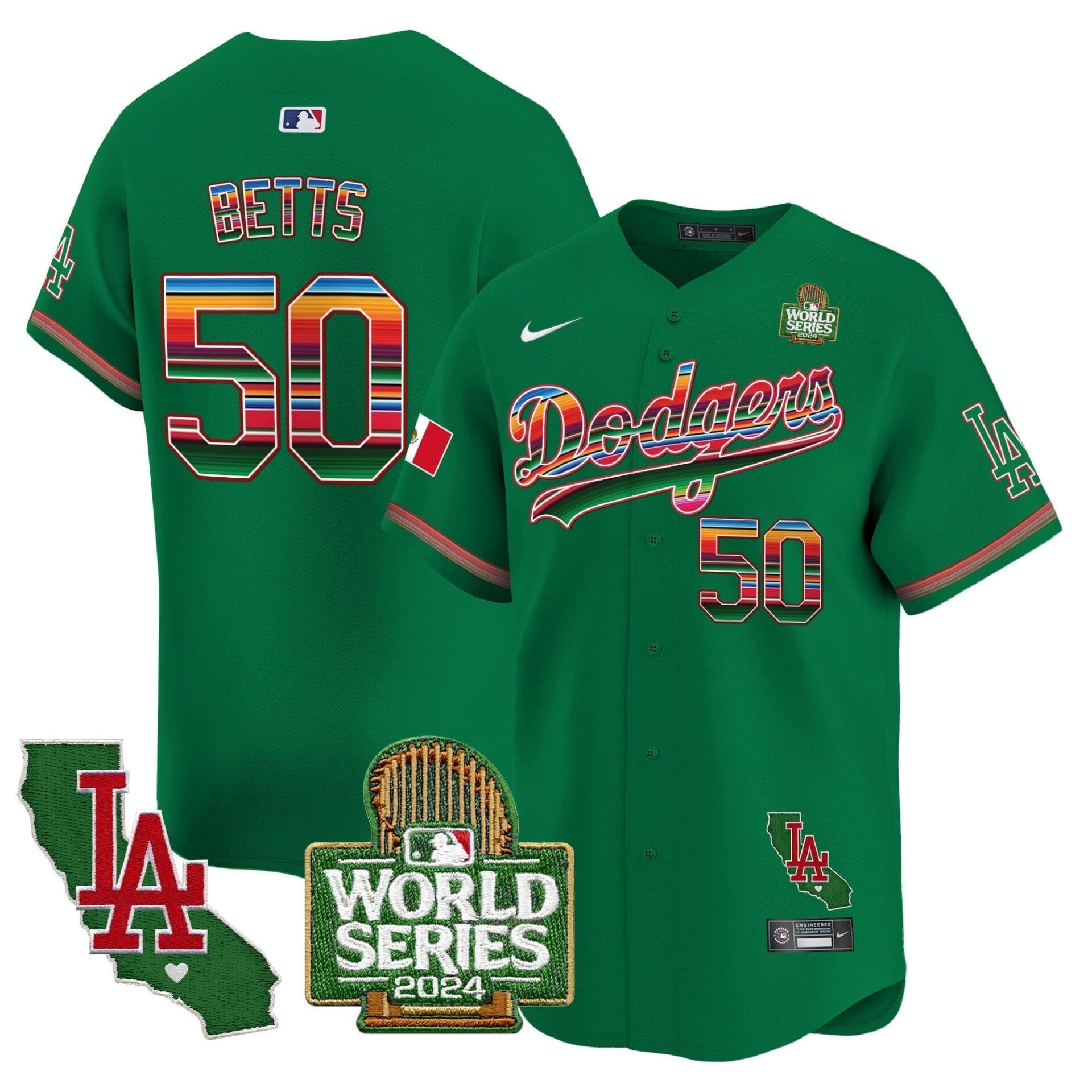 Dodgers Mexico 2024 World Series Vapor Premier Limited Jersey V2 - All Stitched - Image 45