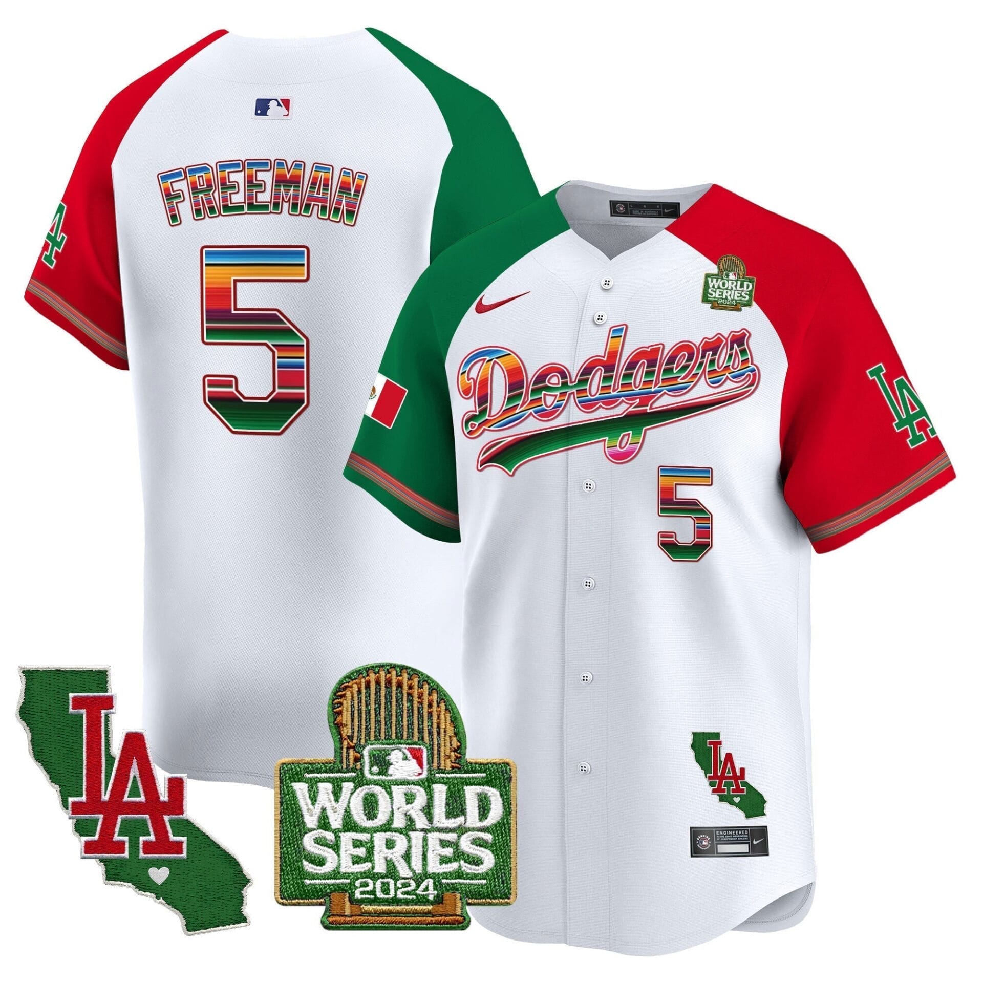 Dodgers Mexico 2024 World Series Vapor Premier Limited Jersey V2 - All Stitched - Image 36