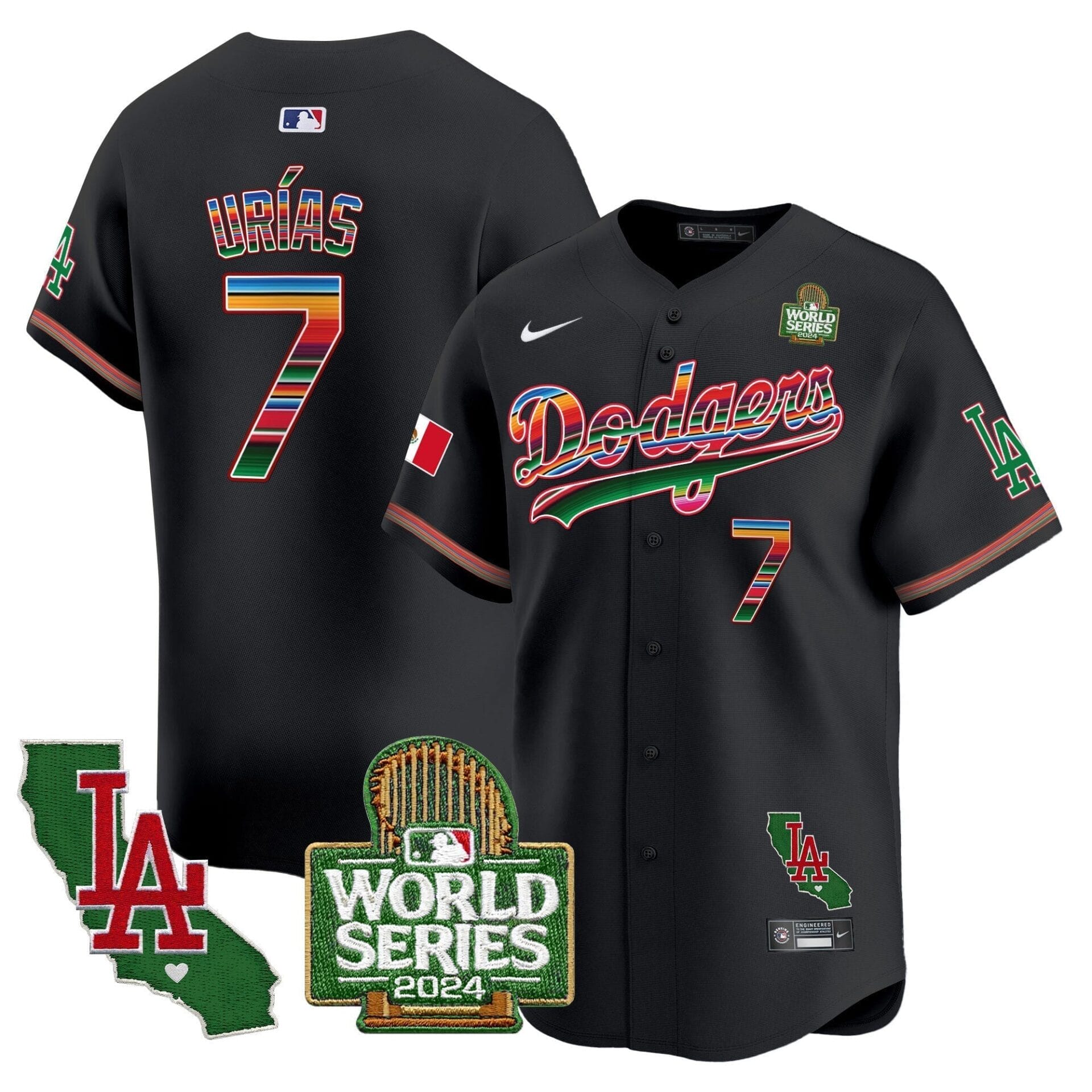 Dodgers Mexico 2024 World Series Vapor Premier Limited Jersey V2 - All Stitched - Image 29
