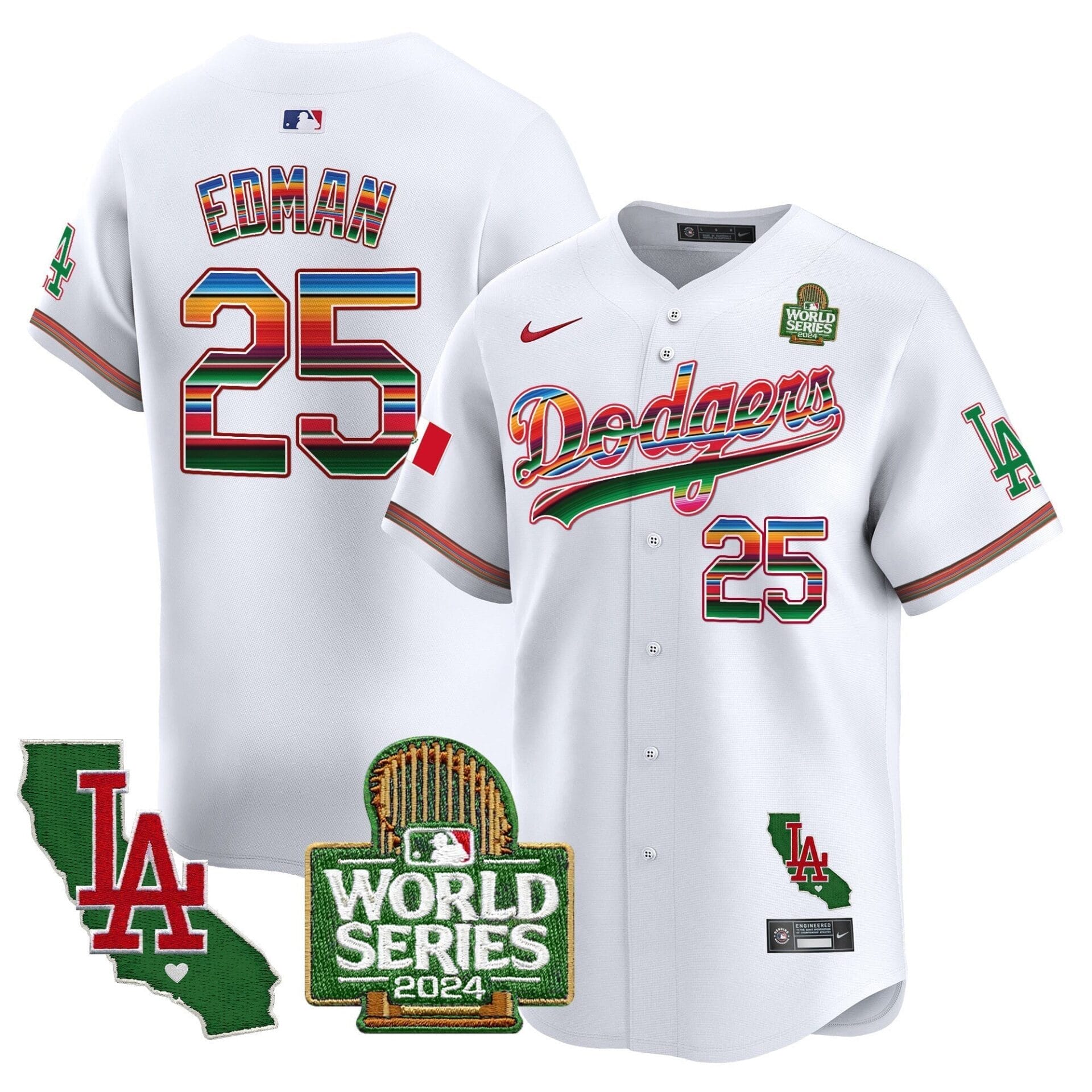 Dodgers Mexico 2024 World Series Vapor Premier Limited Jersey V2 - All Stitched - Image 10