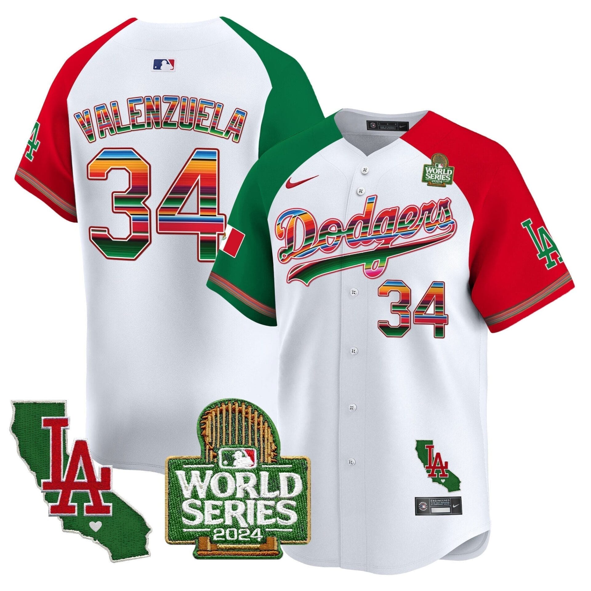 Dodgers Mexico 2024 World Series Vapor Premier Limited Jersey V2 - All Stitched - Image 32