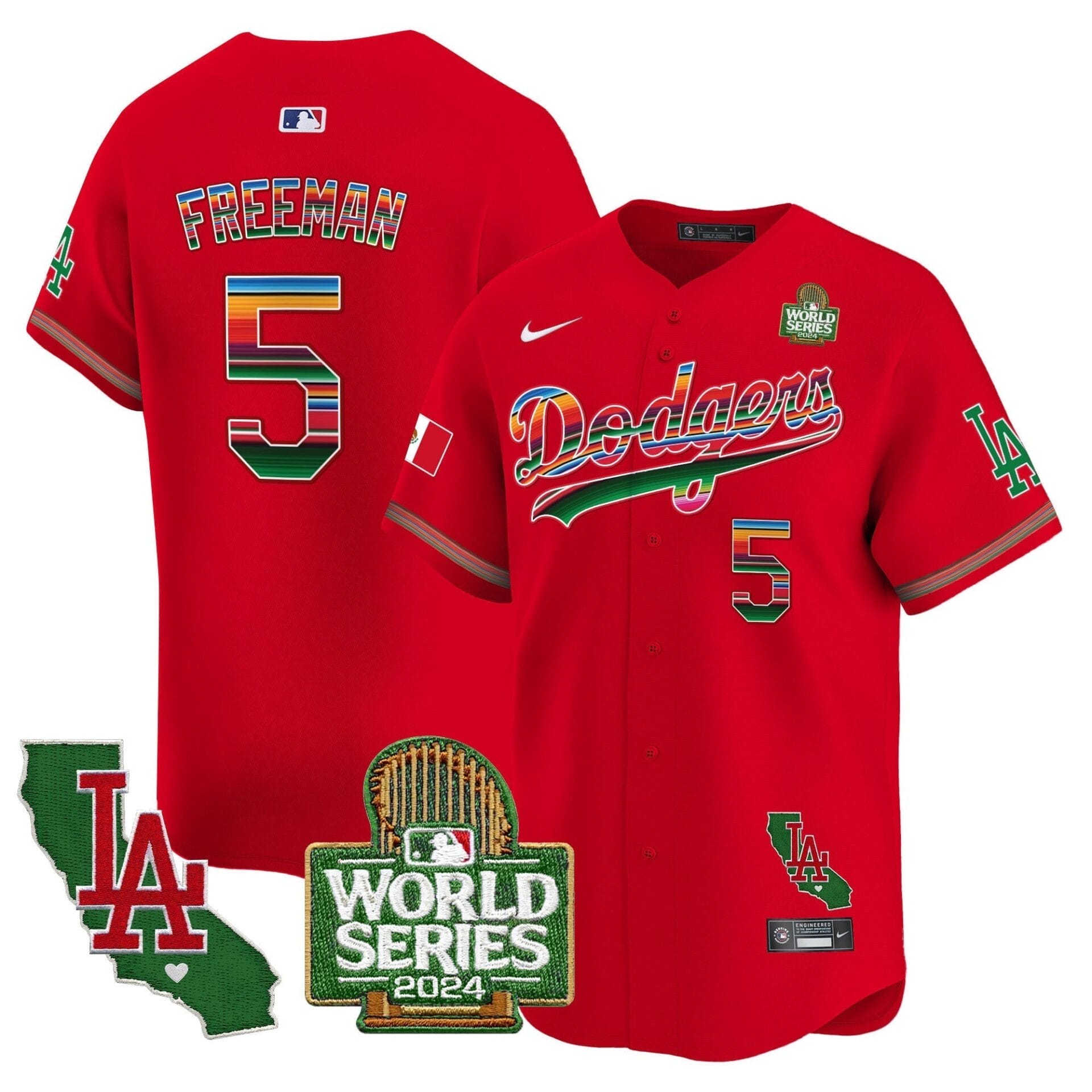 Dodgers Mexico 2024 World Series Vapor Premier Limited Jersey V2 - All Stitched - Image 56