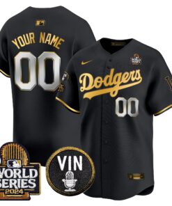 Dodgers 2024 World Series Gold Trim Vapor Premier Limited Custom Jersey V2 - All Stitched