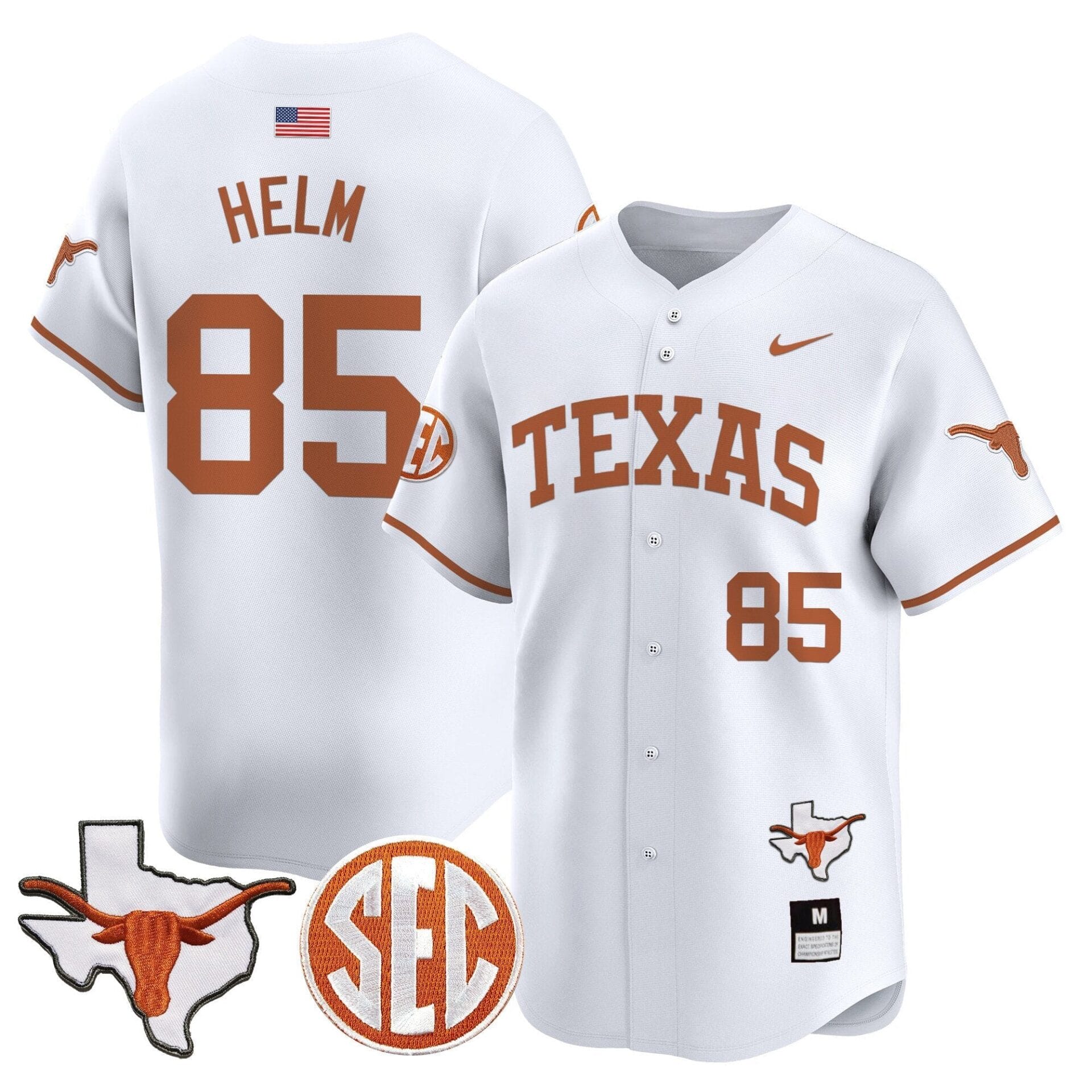Texas Longhorns 2024 Vapor Premier Baseball Jersey - All Stitched - Image 33