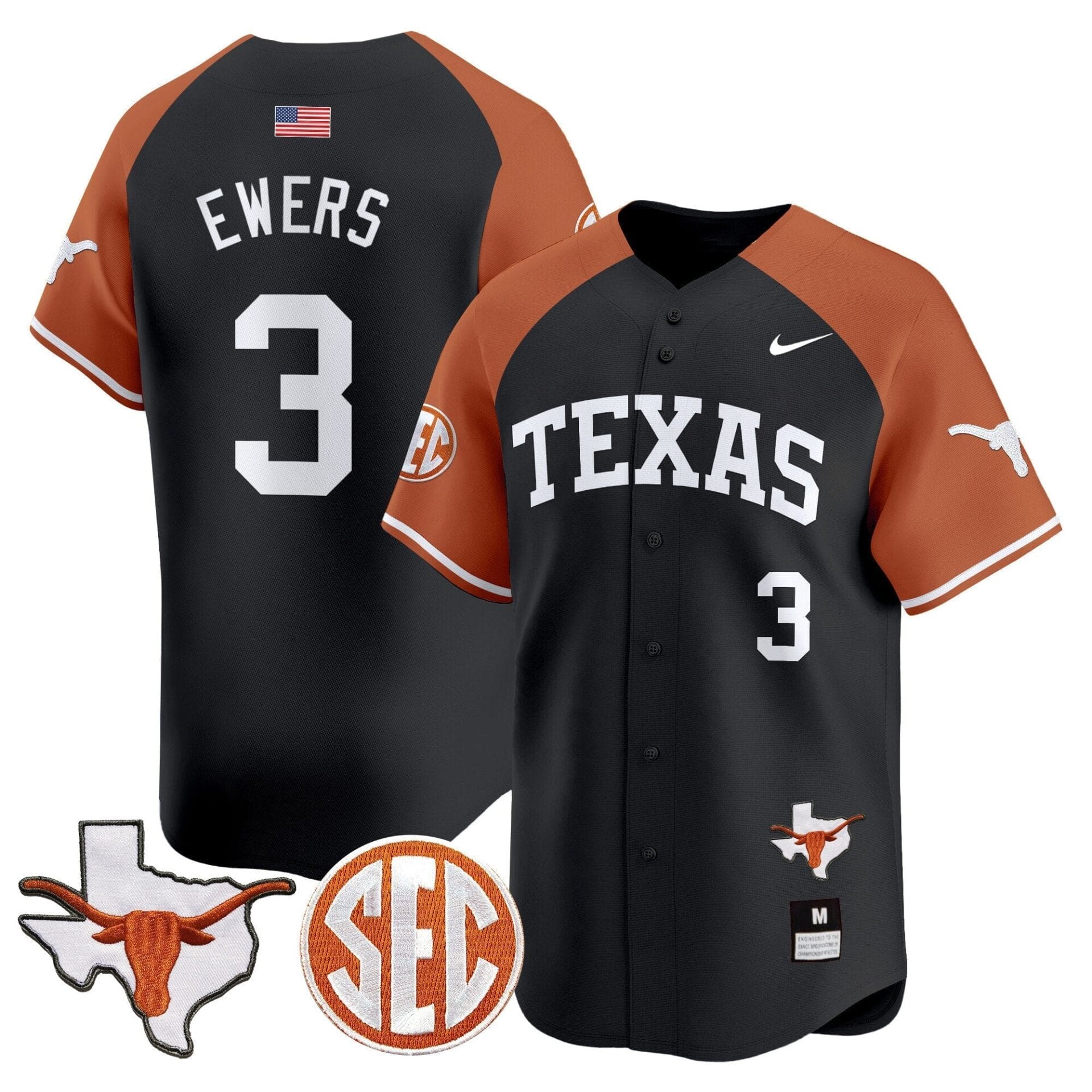 Texas Longhorns 2024 Vapor Premier Baseball Jersey - All Stitched - Image 2