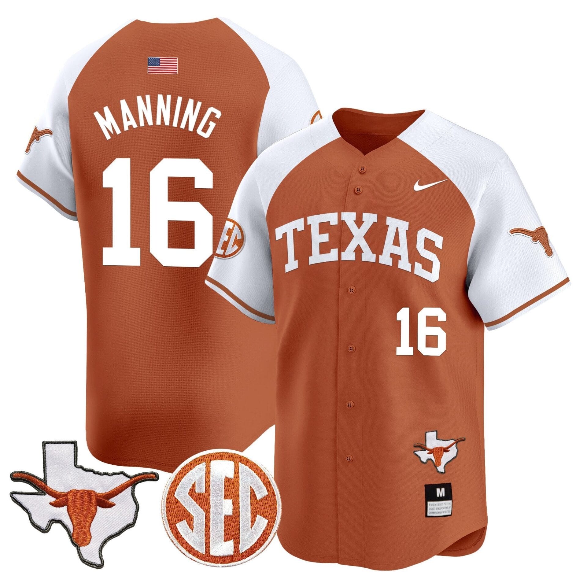 Texas Longhorns 2024 Vapor Premier Baseball Jersey - All Stitched - Image 8