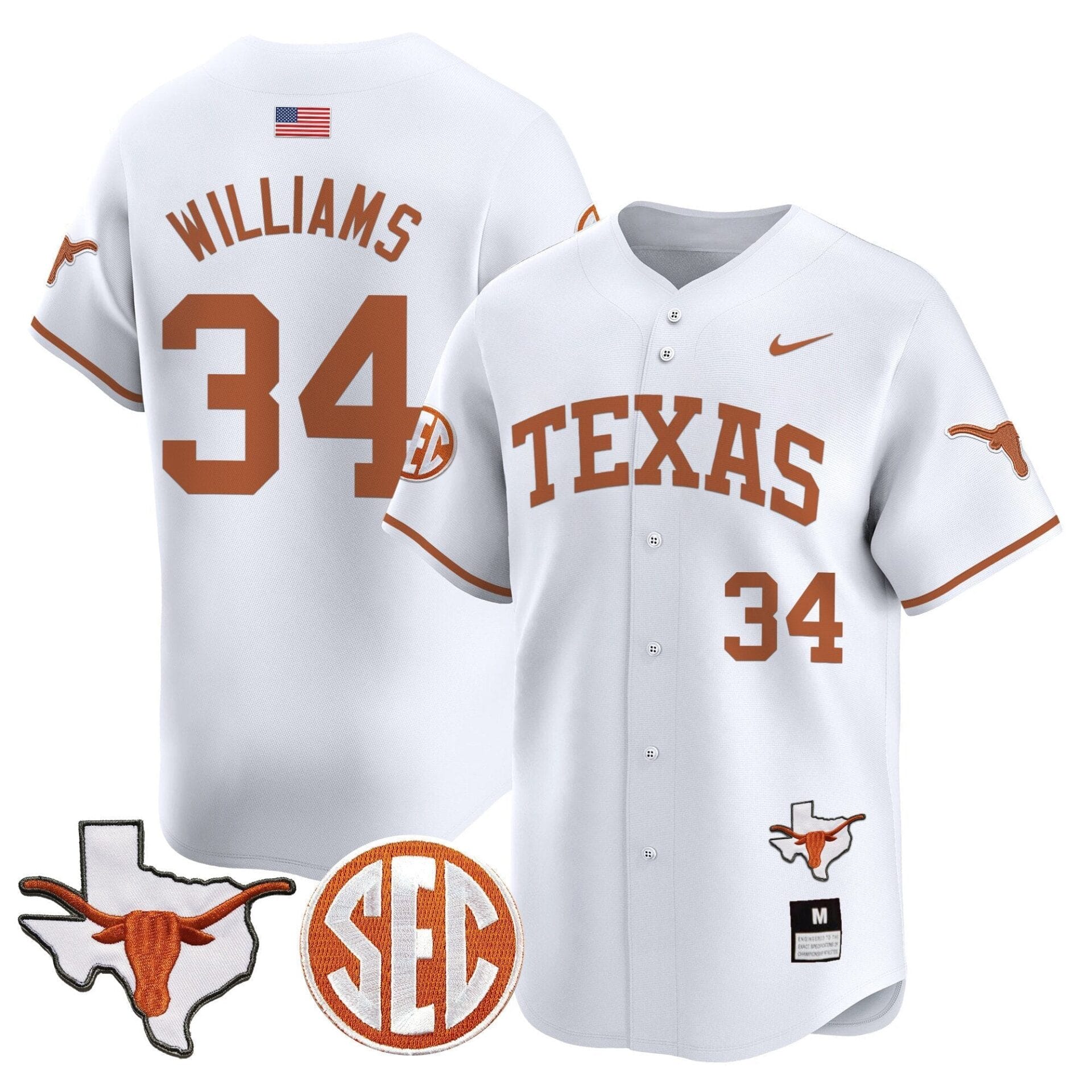 Texas Longhorns 2024 Vapor Premier Baseball Jersey - All Stitched - Image 31