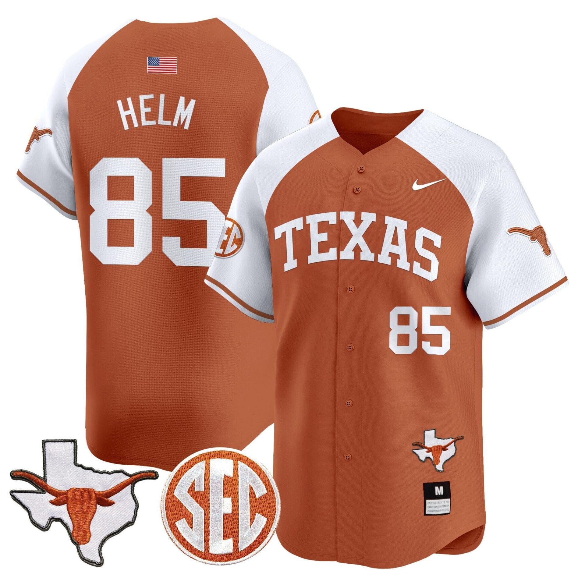 Texas Longhorns 2024 Vapor Premier Baseball Jersey - All Stitched - Image 12