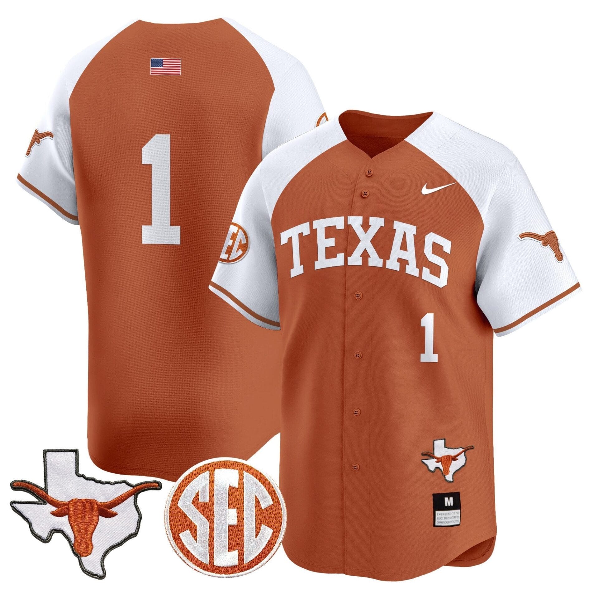 Texas Longhorns 2024 Vapor Premier Baseball Jersey - All Stitched - Image 14