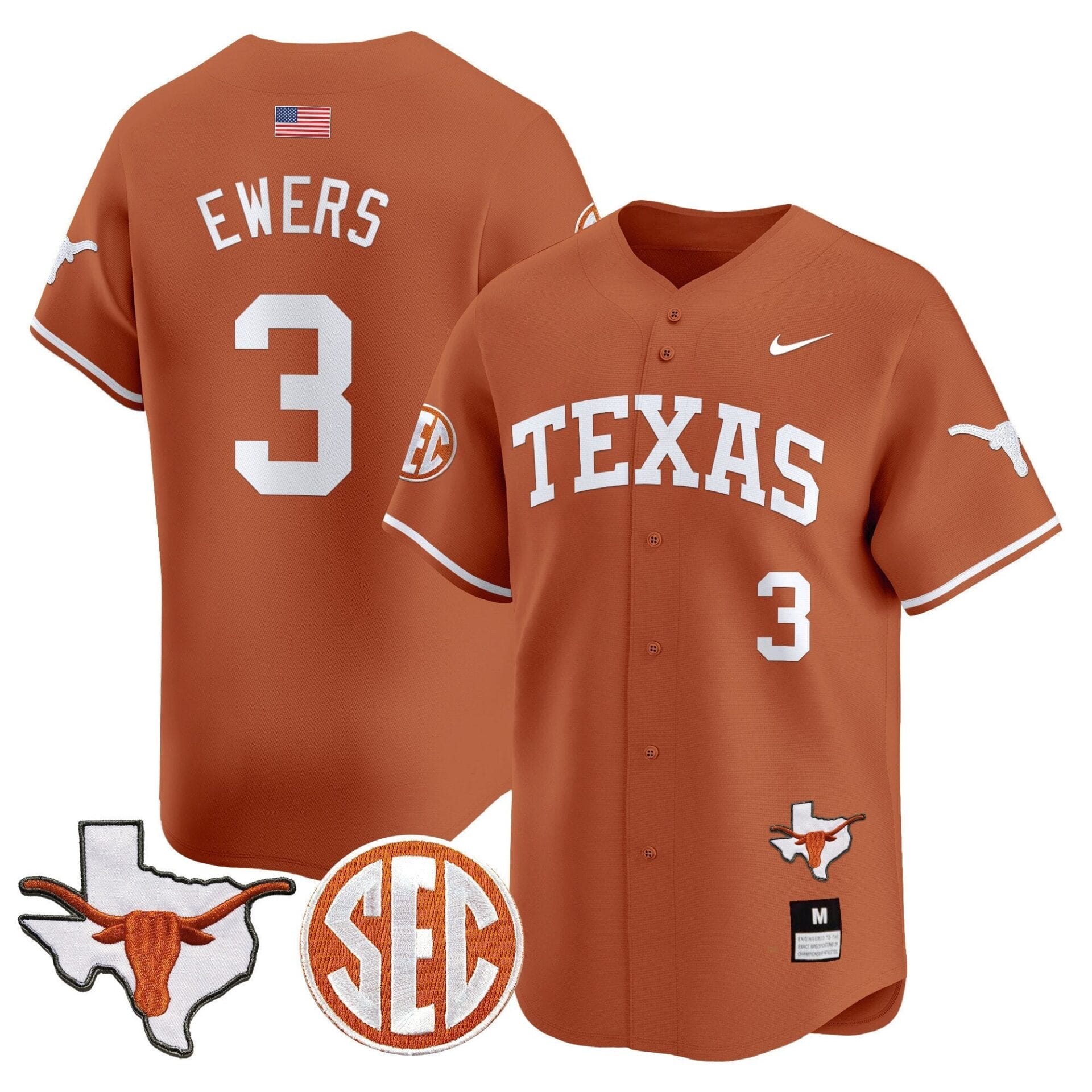 Texas Longhorns 2024 Vapor Premier Baseball Jersey - All Stitched - Image 23