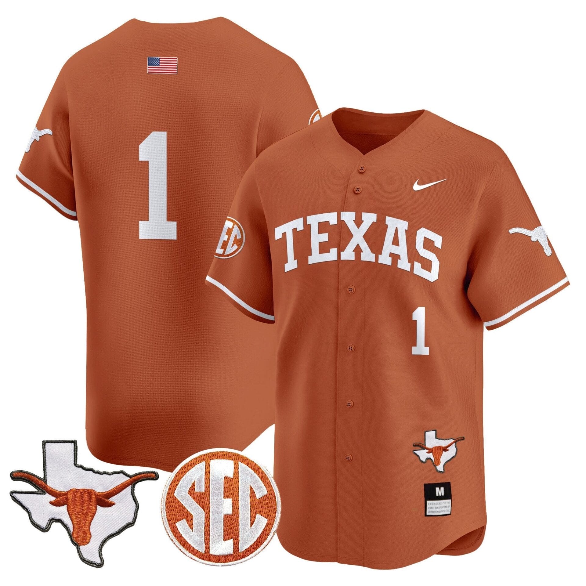 Texas Longhorns 2024 Vapor Premier Baseball Jersey - All Stitched - Image 28