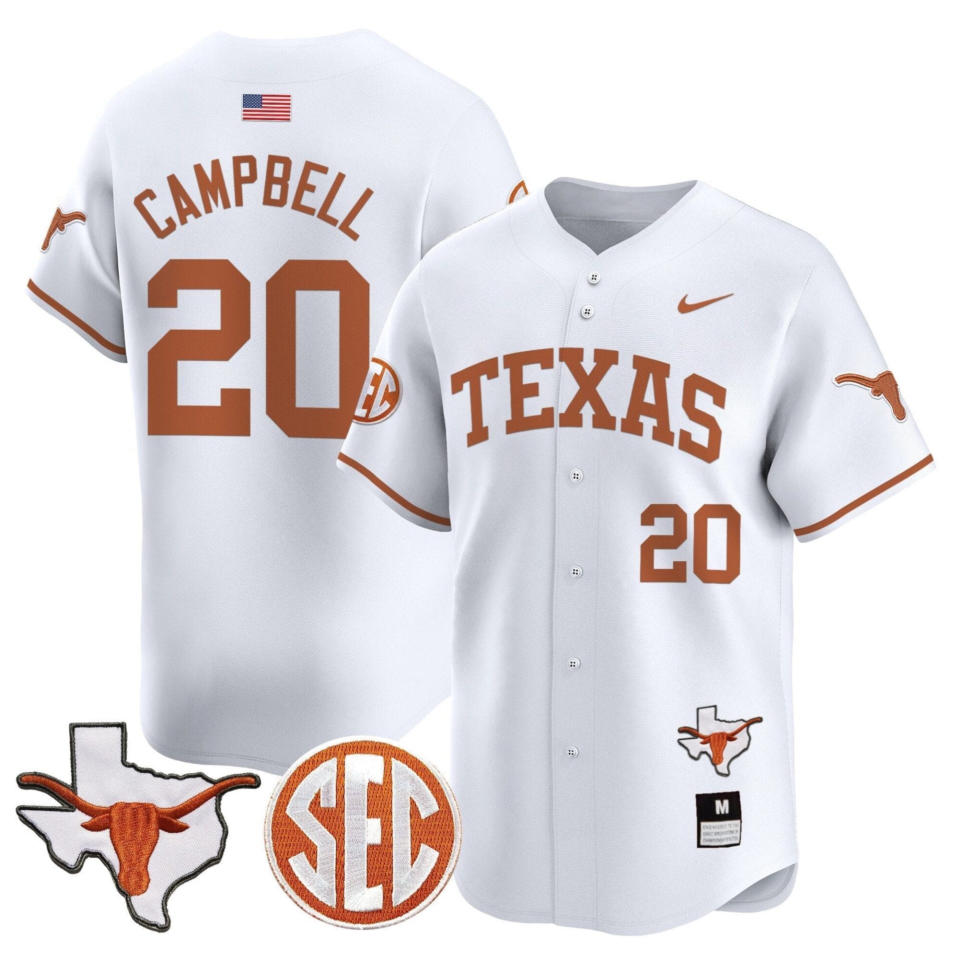 Texas Longhorns 2024 Vapor Premier Baseball Jersey - All Stitched - Image 34