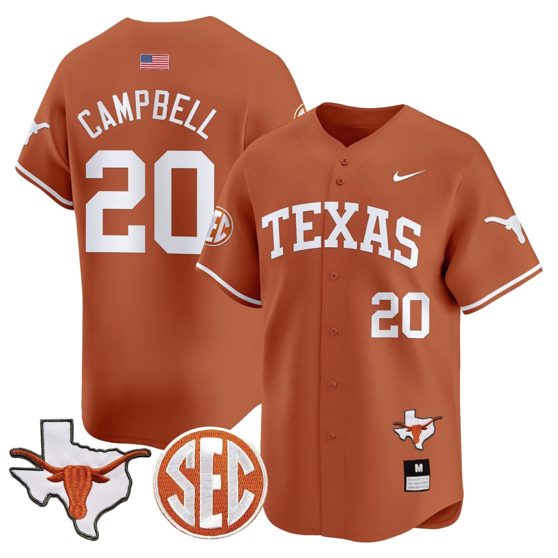 Texas Longhorns 2024 Vapor Premier Baseball Jersey - All Stitched - Image 27