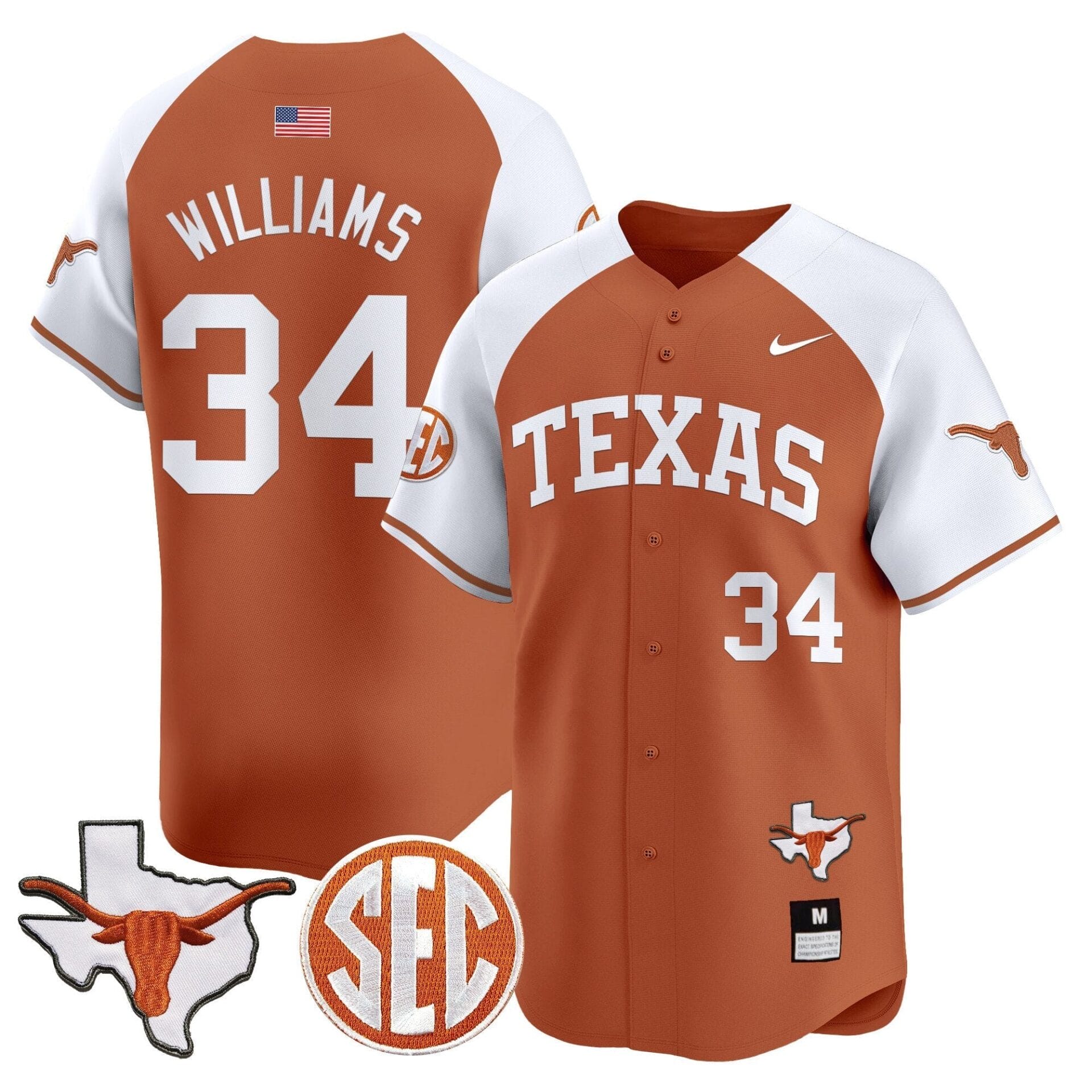 Texas Longhorns 2024 Vapor Premier Baseball Jersey - All Stitched - Image 10