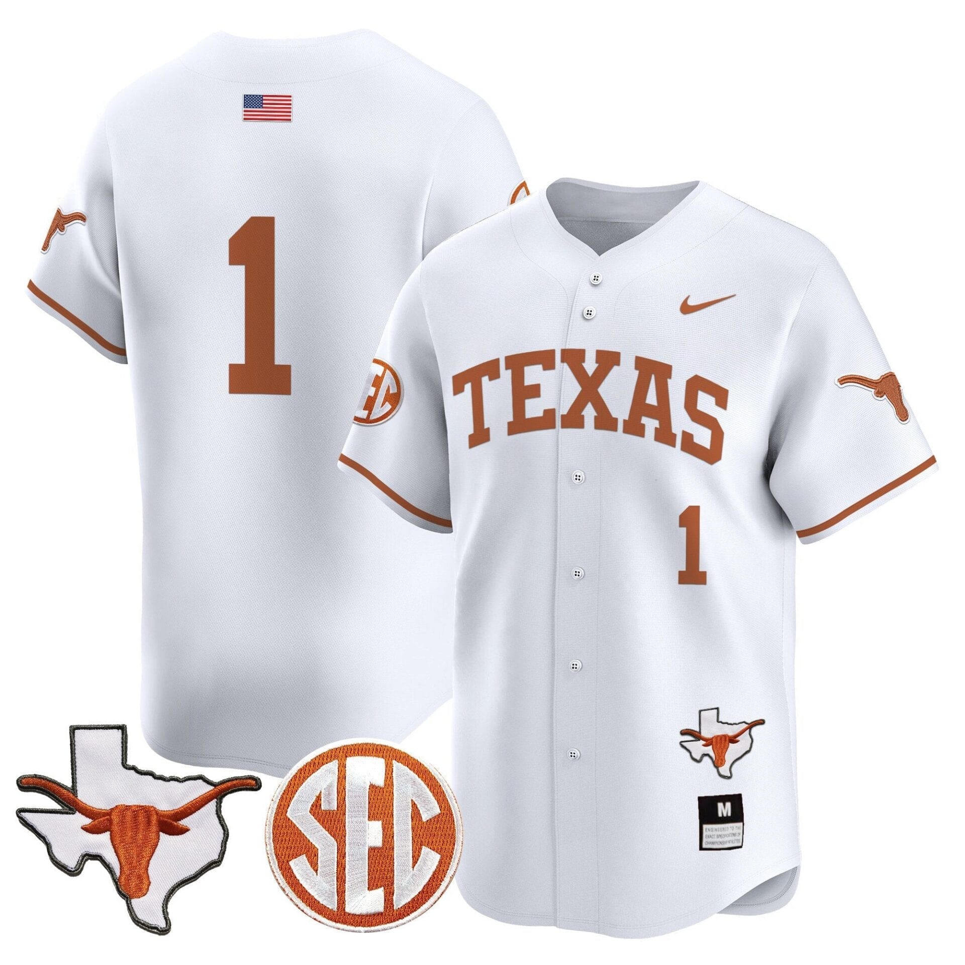 Texas Longhorns 2024 Vapor Premier Baseball Jersey - All Stitched - Image 35