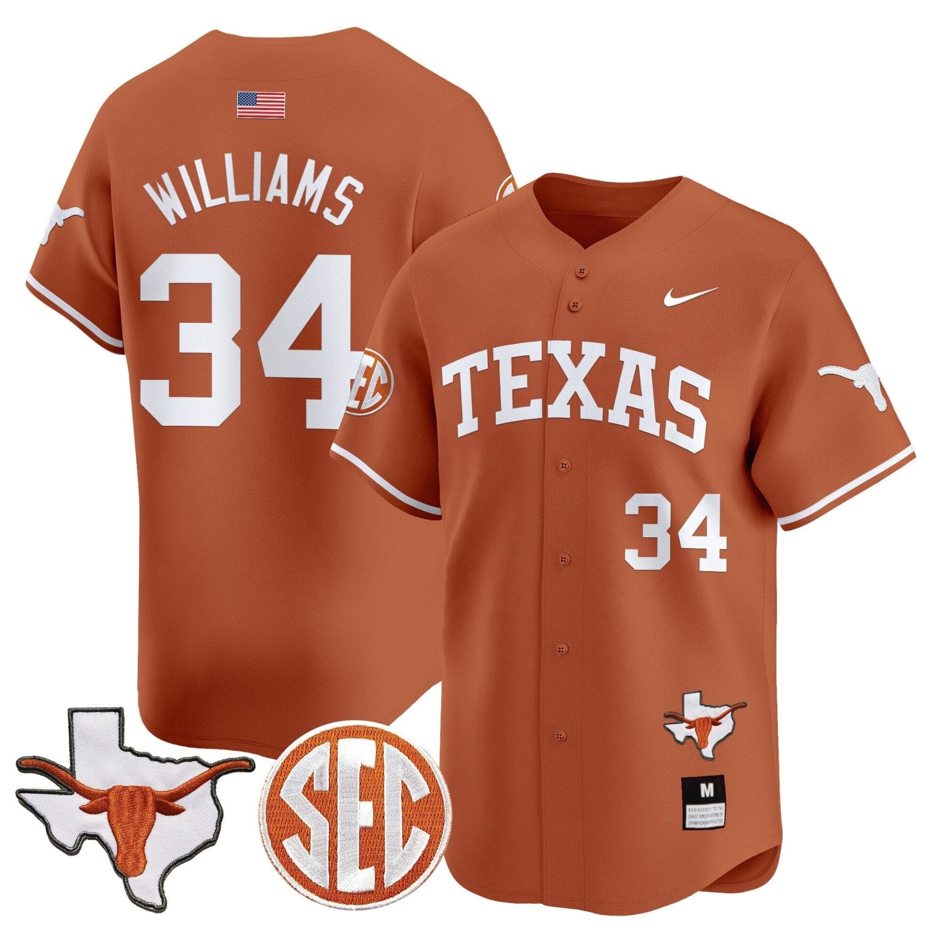 Texas Longhorns 2024 Vapor Premier Baseball Jersey - All Stitched - Image 24