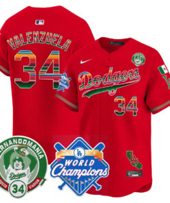 Alternative view of Dodgers Mexico Fernando Memorial & 2024 World Series Champions Patch Jersey - All Stitched