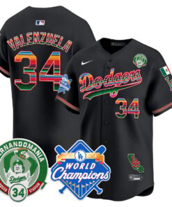 Dodgers Mexico Fernando Memorial & 2024 World Series Champions Patch Jersey - All Stitched