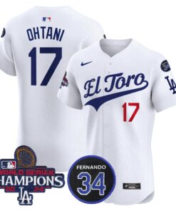 Alternative view of Dodgers El Toro 2024 World Series Champions Patch Vapor Premier Elite Jersey - All Stitched