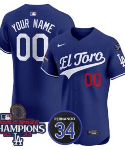 Alternative view of Dodgers El Toro 2024 World Series Champions Patch Vapor Premier Elite Custom Jersey - All Stitched