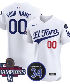Dodgers El Toro 2024 World Series Champions Patch Vapor Premier Elite Custom Jersey - All Stitched