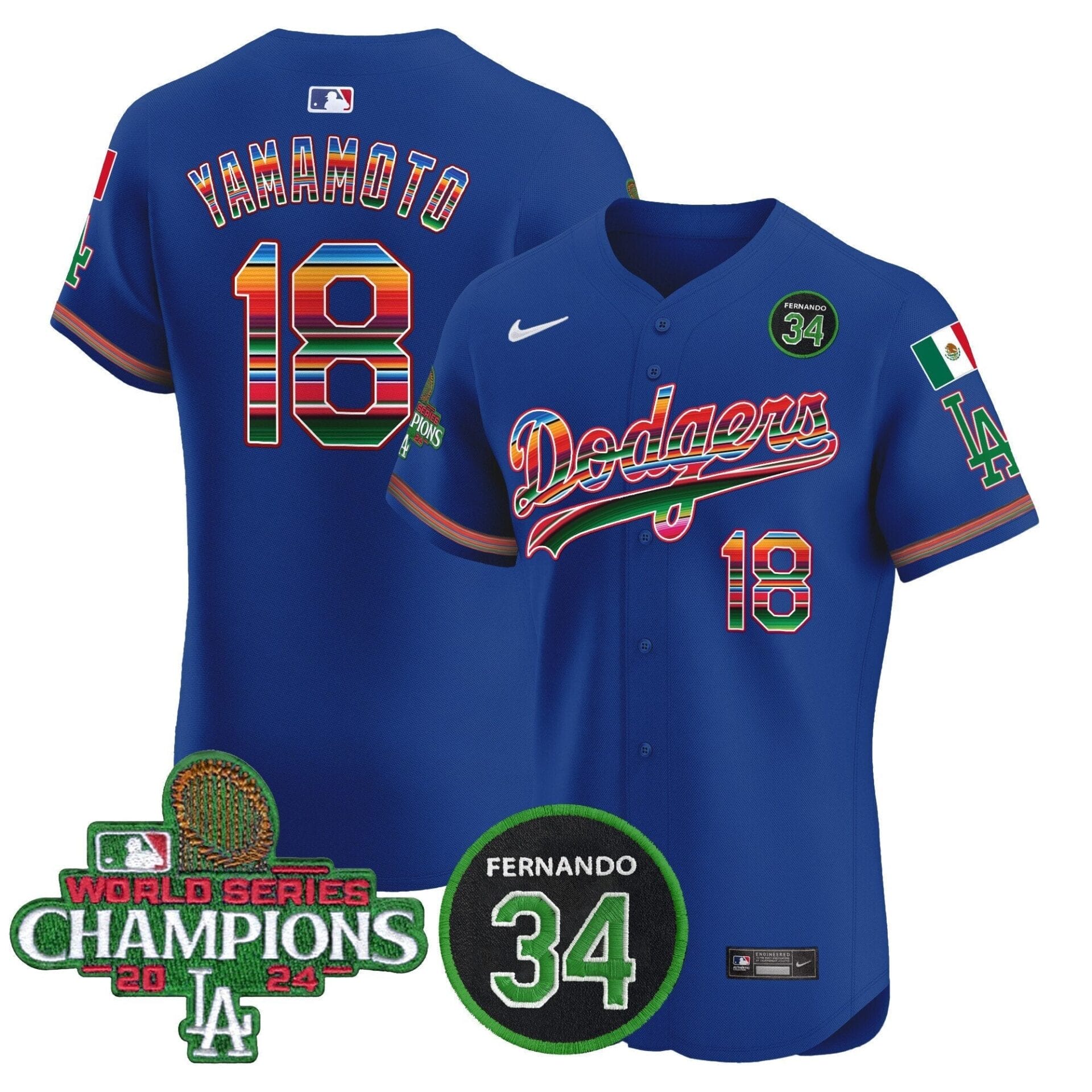 Dodgers Mexico 2024 World Series Champions Vapor Premier Elite Jersey V2 - All Stitched - Image 18