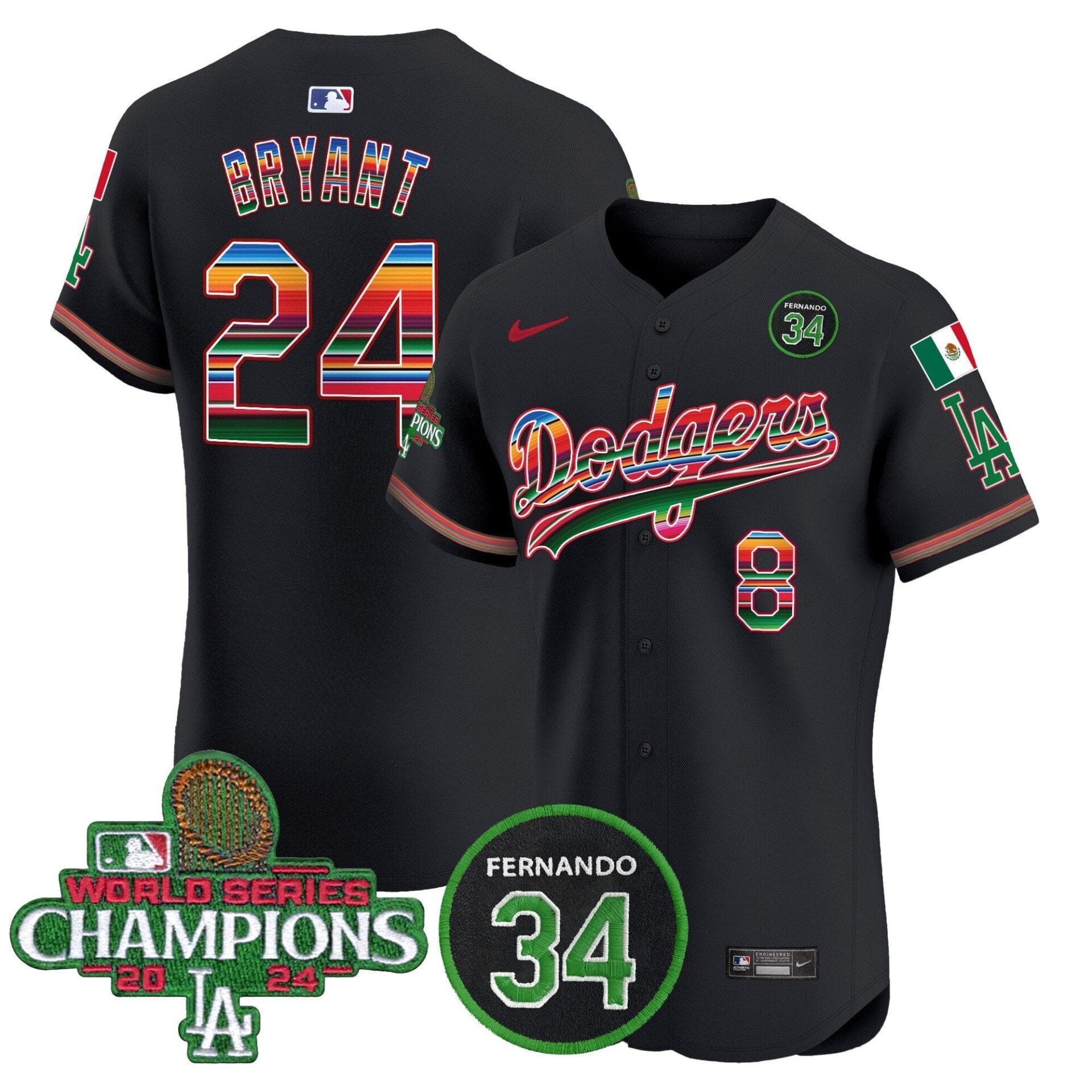Dodgers Mexico 2024 World Series Champions Vapor Premier Elite Jersey V2 - All Stitched - Image 25
