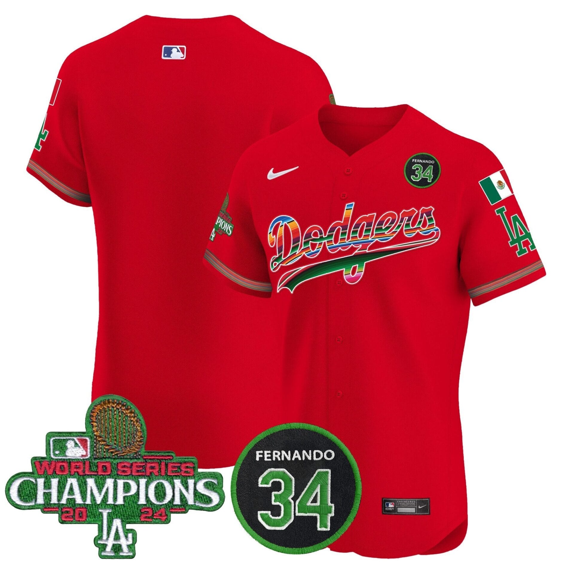Dodgers Mexico 2024 World Series Champions Vapor Premier Elite Jersey V2 - All Stitched - Image 60