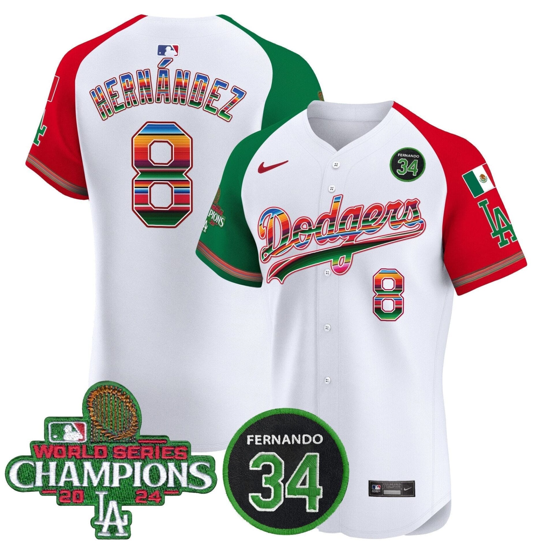 Dodgers Mexico 2024 World Series Champions Vapor Premier Elite Jersey V2 - All Stitched - Image 37