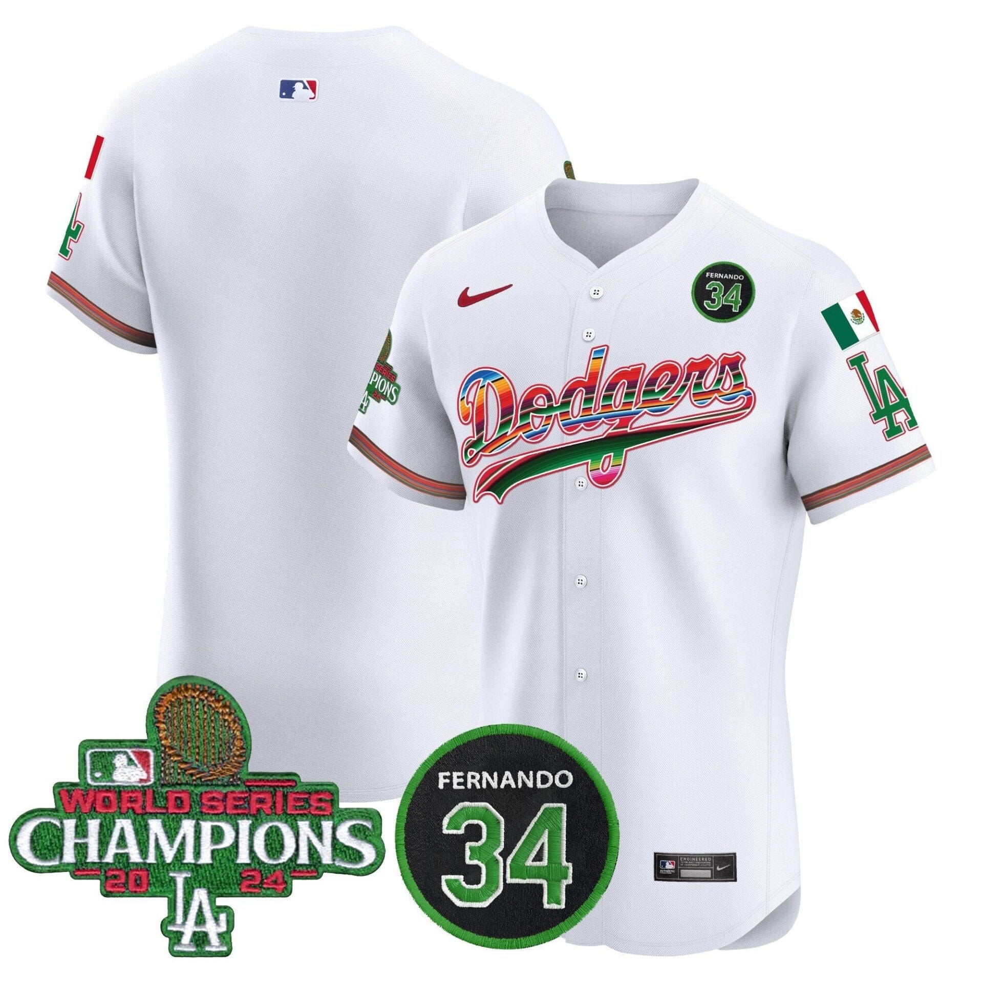Dodgers Mexico 2024 World Series Champions Vapor Premier Elite Jersey V2 - All Stitched - Image 10