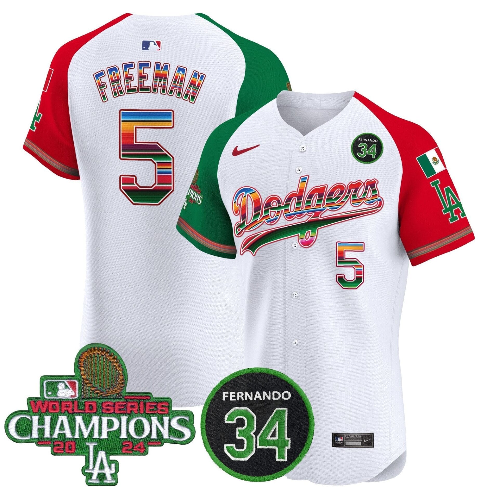 Dodgers Mexico 2024 World Series Champions Vapor Premier Elite Jersey V2 - All Stitched - Image 33