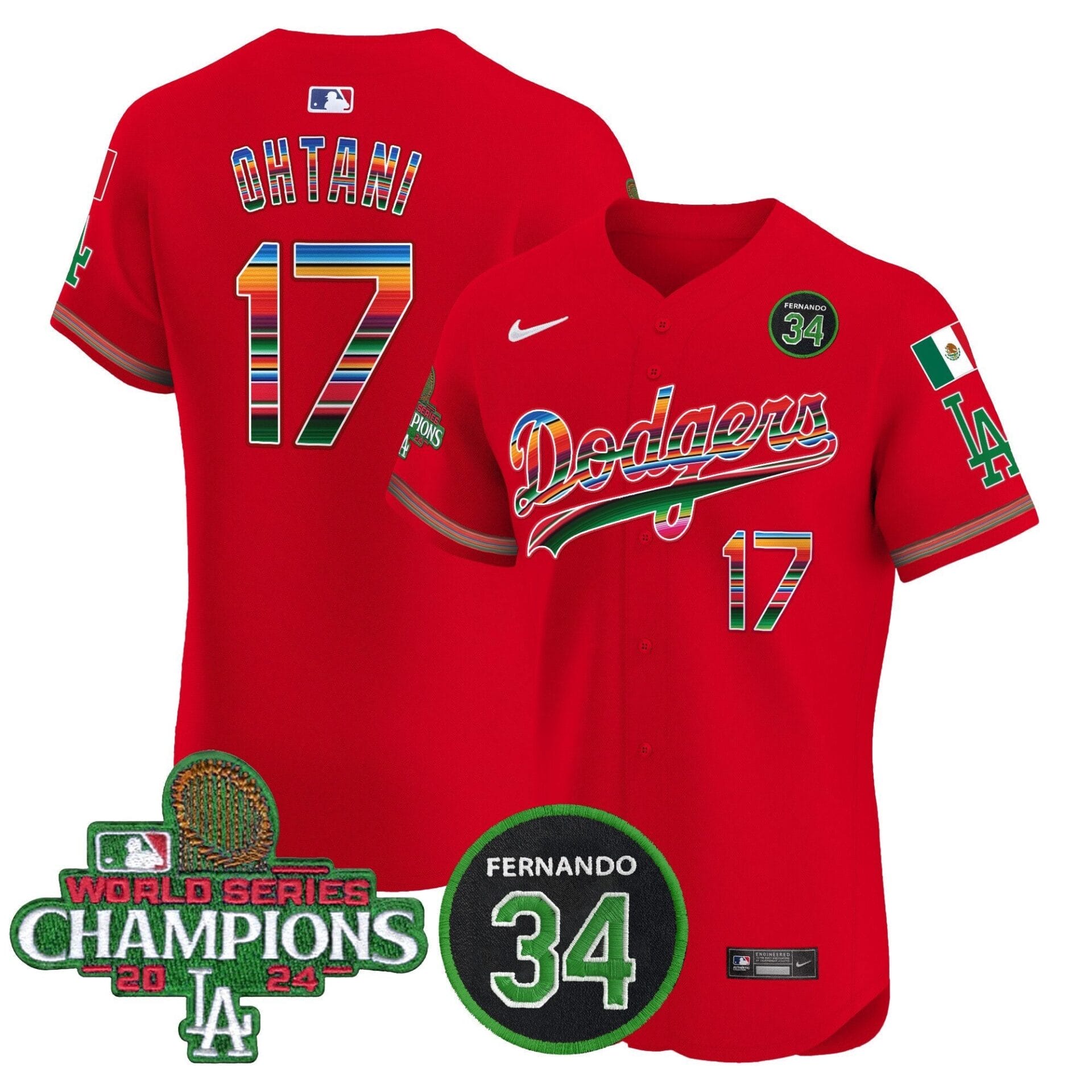 Dodgers Mexico 2024 World Series Champions Vapor Premier Elite Jersey V2 - All Stitched - Image 52