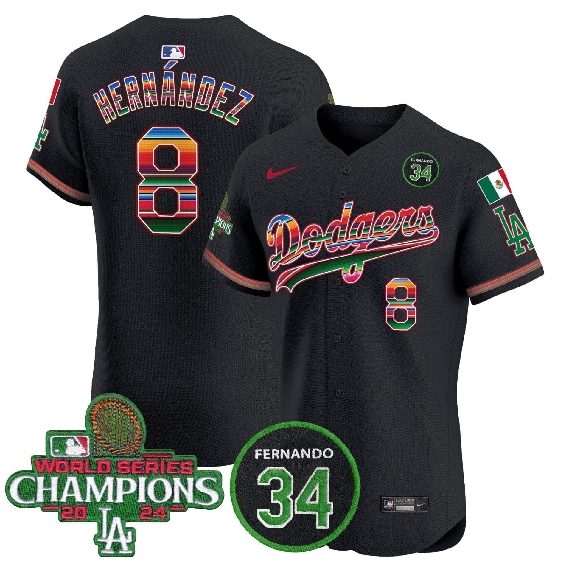 Dodgers Mexico 2024 World Series Champions Vapor Premier Elite Jersey V2 - All Stitched - Image 27