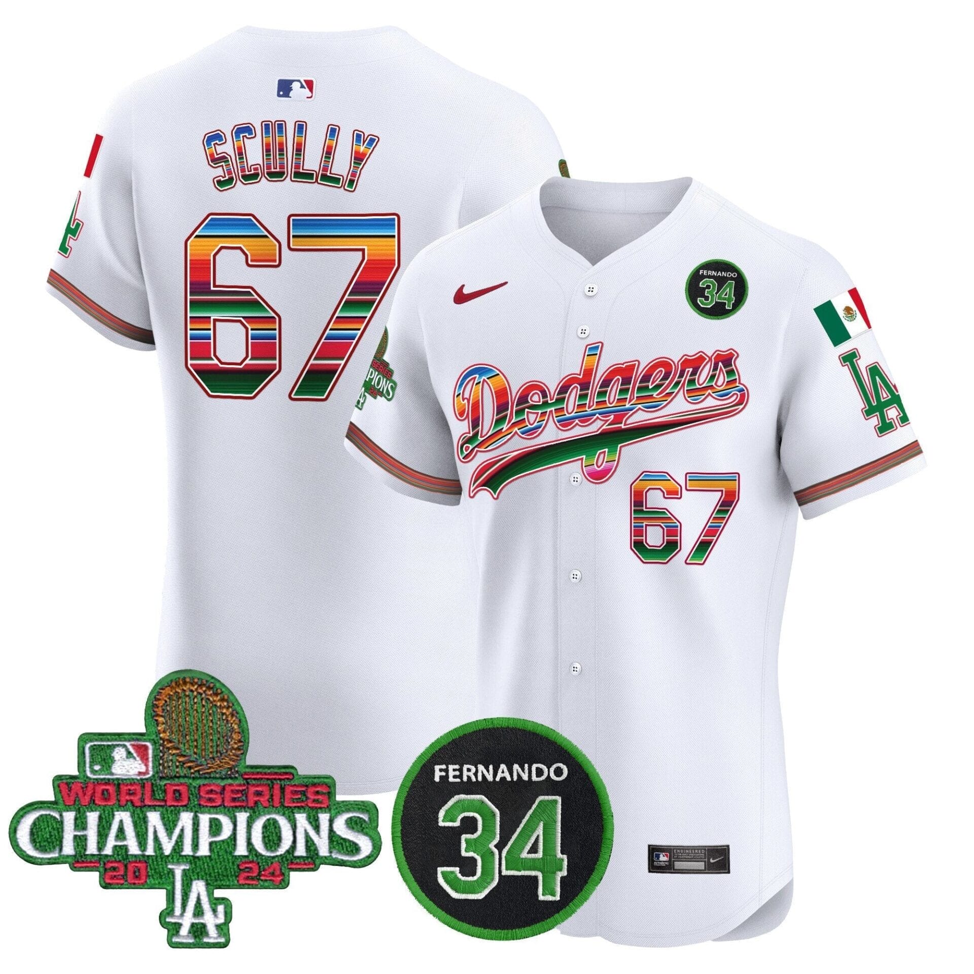 Dodgers Mexico 2024 World Series Champions Vapor Premier Elite Jersey V2 - All Stitched - Image 6